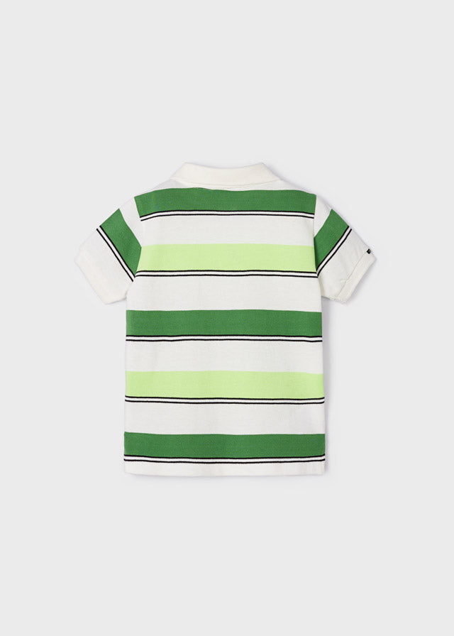 Mayoral Boys Short Sleeve Striped Polo Shirt - Green | Casual Summer Outfit for Kids, School Wear & Playdates