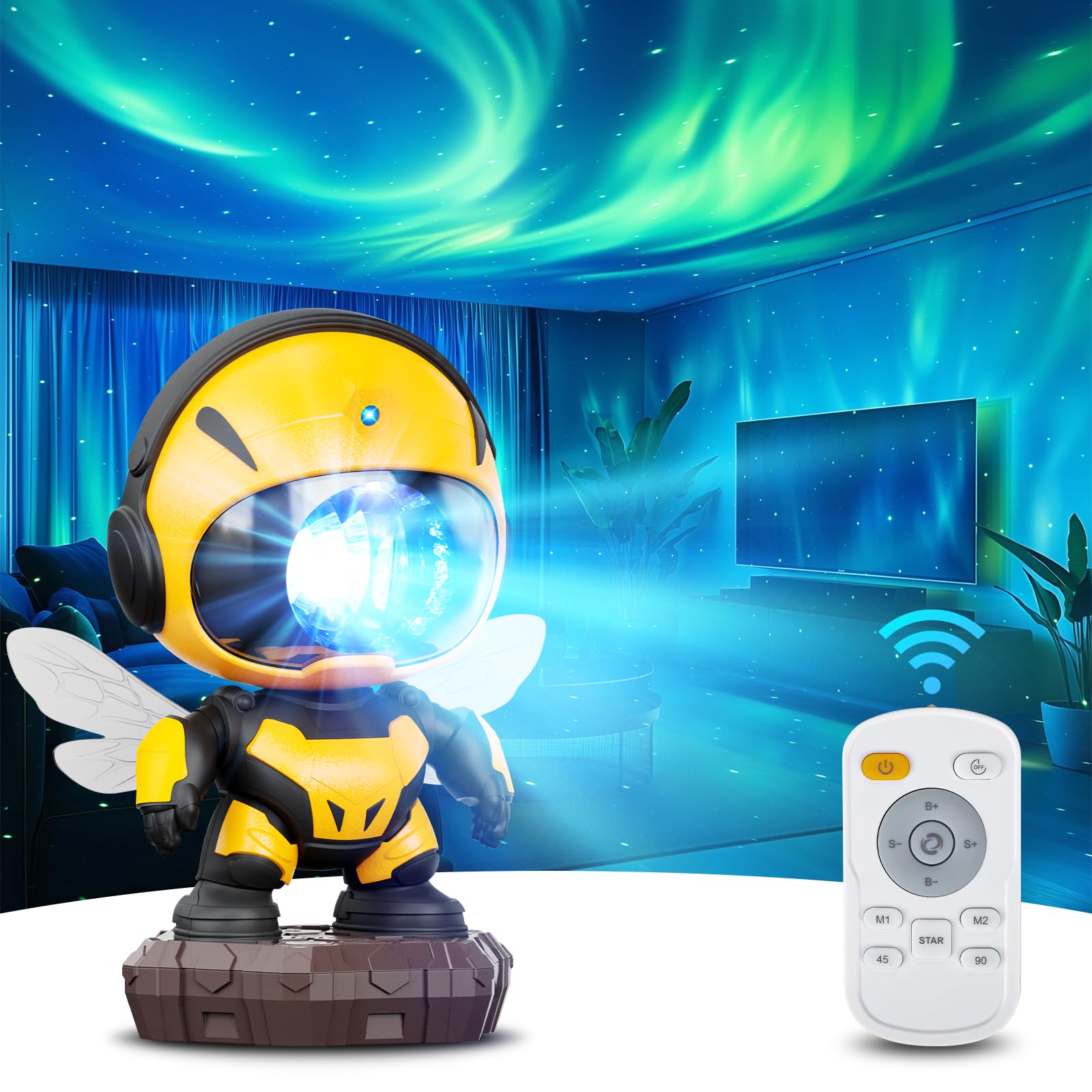 Deerdance Star Projector - Galaxy Night Light with Northern Lights Effect, 8 Lighting Modes & Timer, Remote Control for Bedroom Ceiling Decor | Perfect Kids Room Night Light, Birthday Gift for Children | Create Magical Aurora Atmosphere for Relaxation, Sleep Aid & Sensory Play
