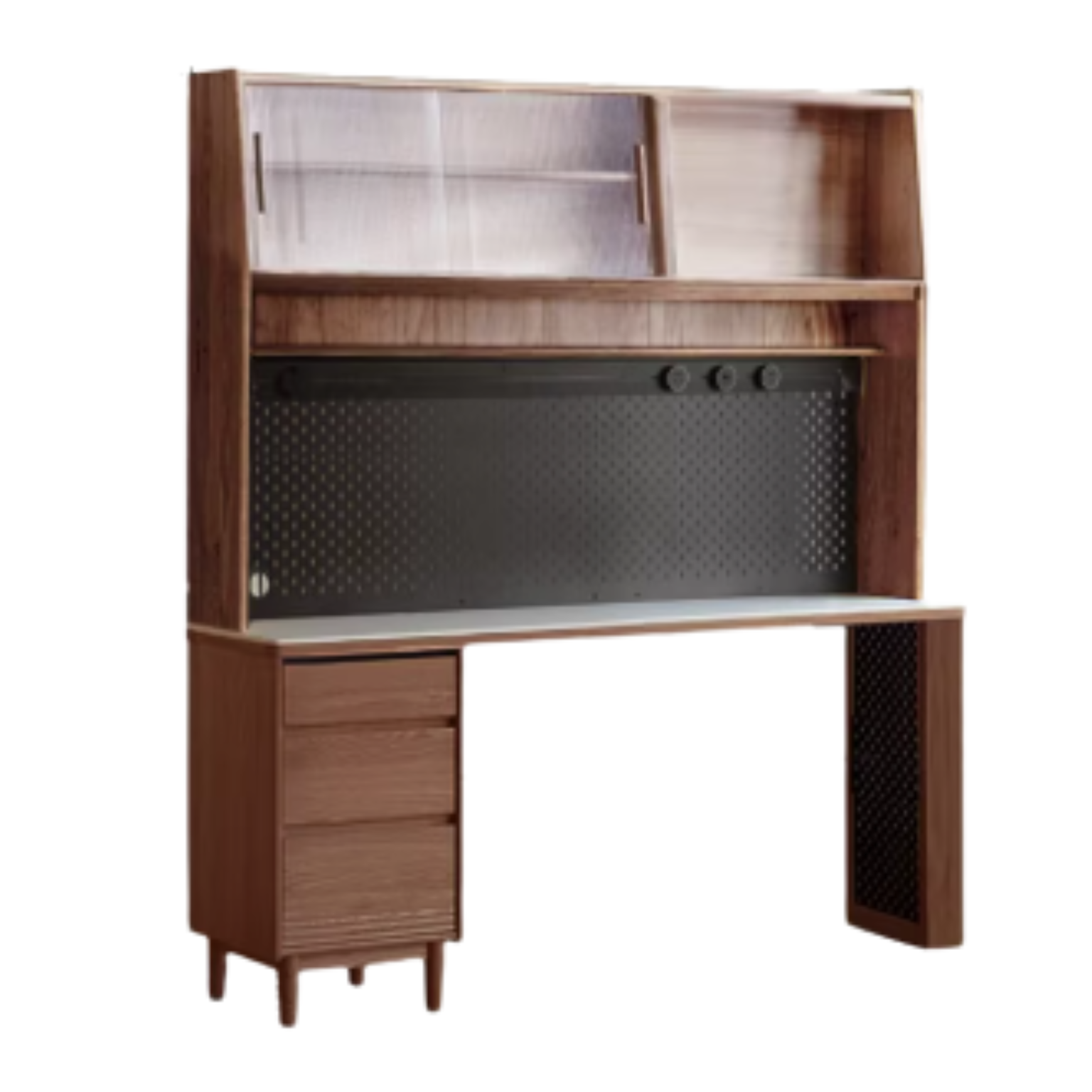 70.9x17.7x73.4 inch / 180.4x45x186.5 cm / Walnut color / Oak rock board sideboard + shelf