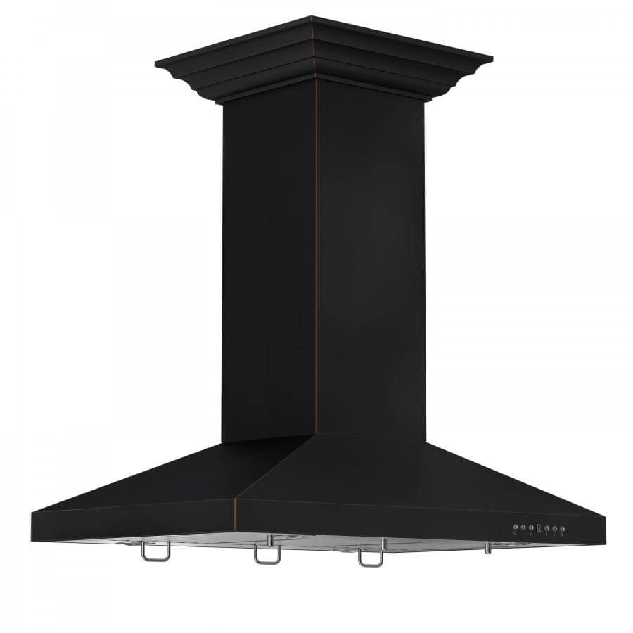 ZLINE 36 Inch Oil Rubbed Bronze Designer Series Range Hood - Island Mount Kitchen Ventilation for Modern Homes | Perfect for Open Concept Kitchens & Gourmet Cooking Spaces