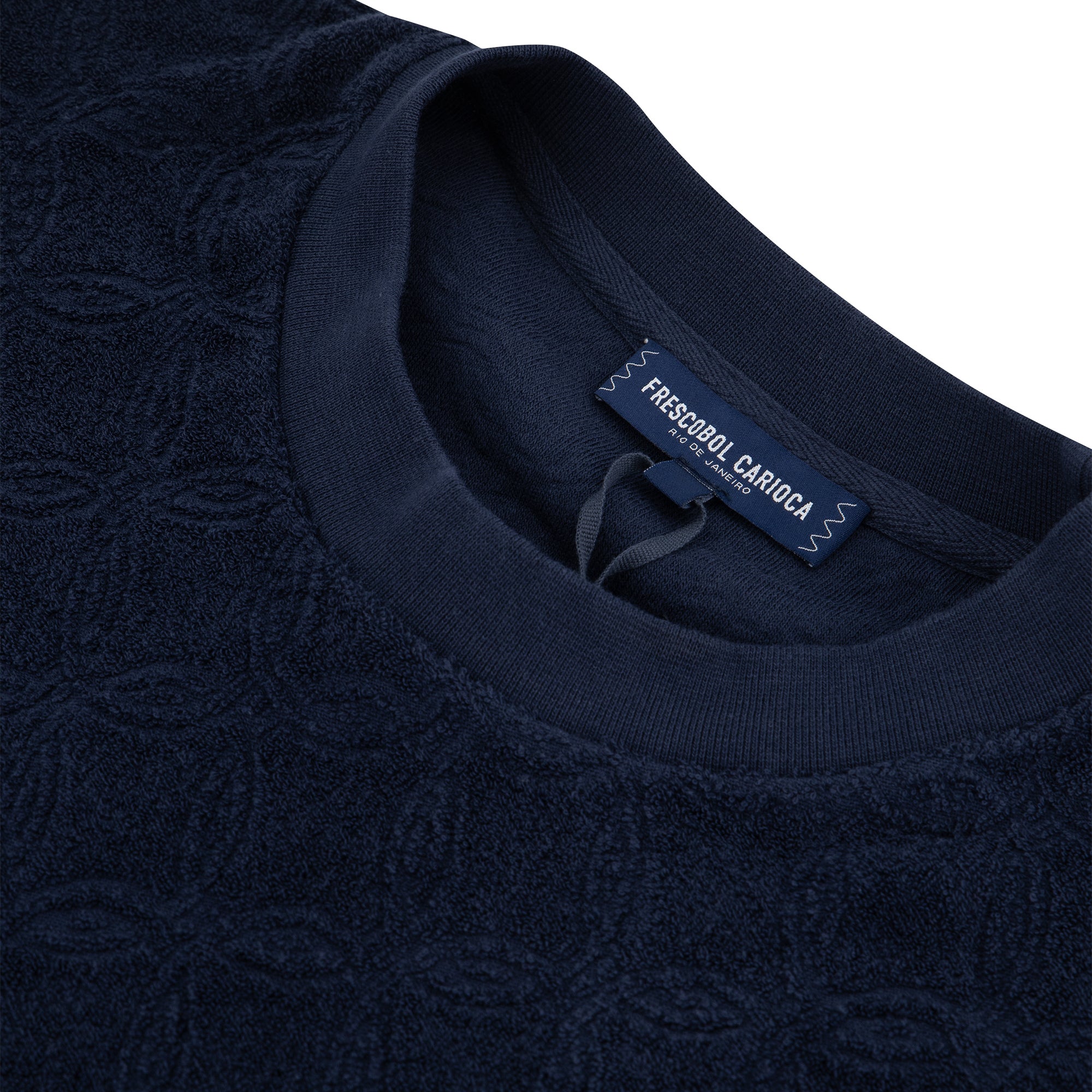 FRESCOBOL CARIOCA Motta Terry Sweat Shirt - Navy Blue Cotton Casual Wear for Beach & Summer Outfits