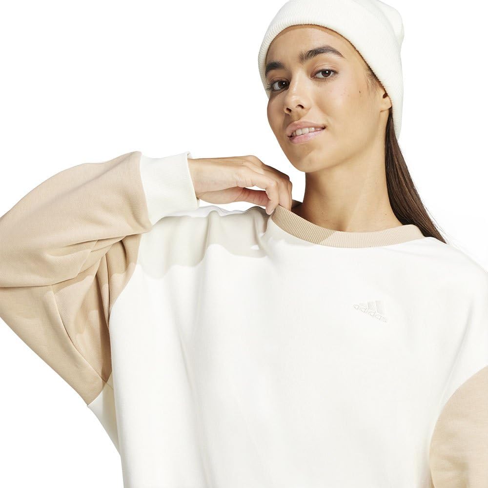 Adidas Women's Essentials 3-Stripes Oversized Fleece Sweatshirt | Cozy Pullover Hoodie for Casual Wear, Lounge & Street Style | Perfect for Winter, Gym & Everyday Outfits