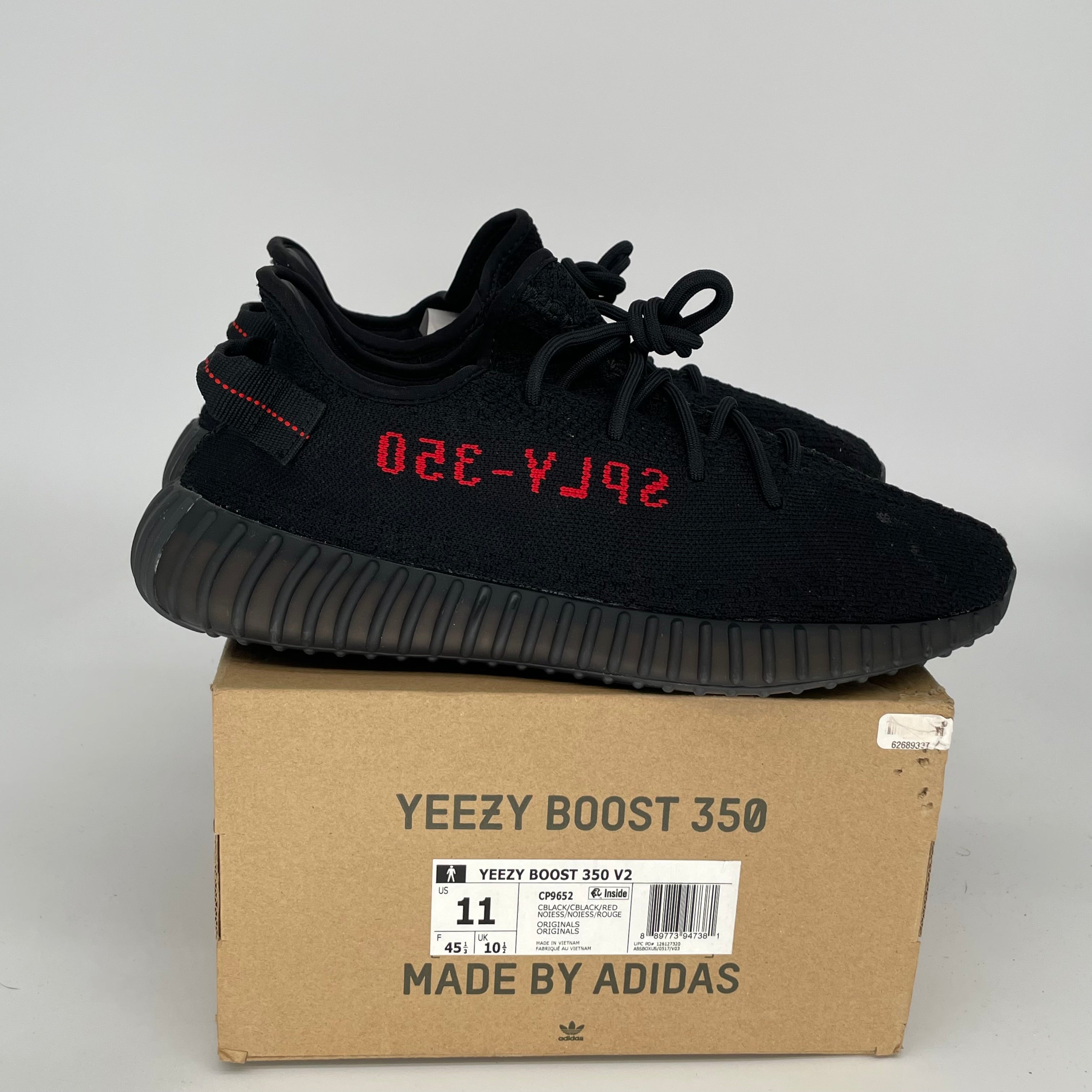 Adidas Yeezy Boost 350 V2 'Bred' - Men's Size 11 | Black/Red Sneakers CP9652 | Running, Casual Wear & Street Style Fashion