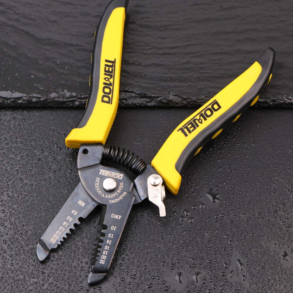 Professional DOWELL 10-22 AWG Wire Stripper Tool - Multi-Function Electrician Pliers with Cutter for Electrical Wiring | Perfect for DIY Projects, Home Repairs & Professional Electrical Work