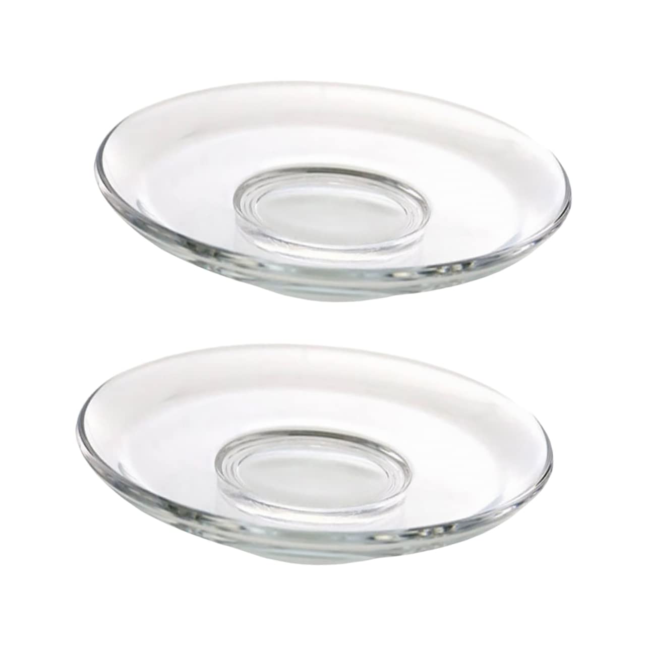 2-Pack Clear Glass Saucer Plates for Coffee, Cake, Candy & Plants - Round Turkish Style Dessert Dishes for Home, Cafe & Party Use
