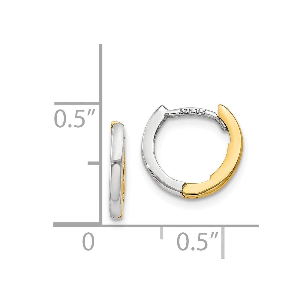14K Two Tone Gold Mini 1.35mm Hinged Hoop Earrings for Women - Dainty Everyday Stud Earrings for Work, Date Night & Gifts