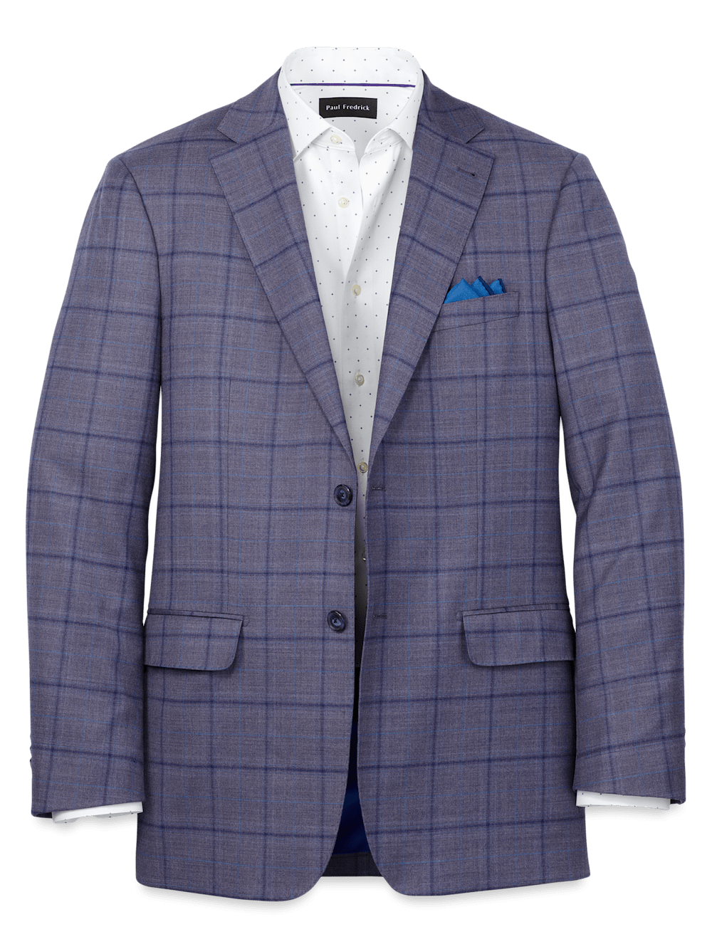 Men's Wool Stretch Windowpane Single Breasted Notch Lapel Sport Coat - Purple | Business Casual Blazer for Office, Weddings & Formal Events