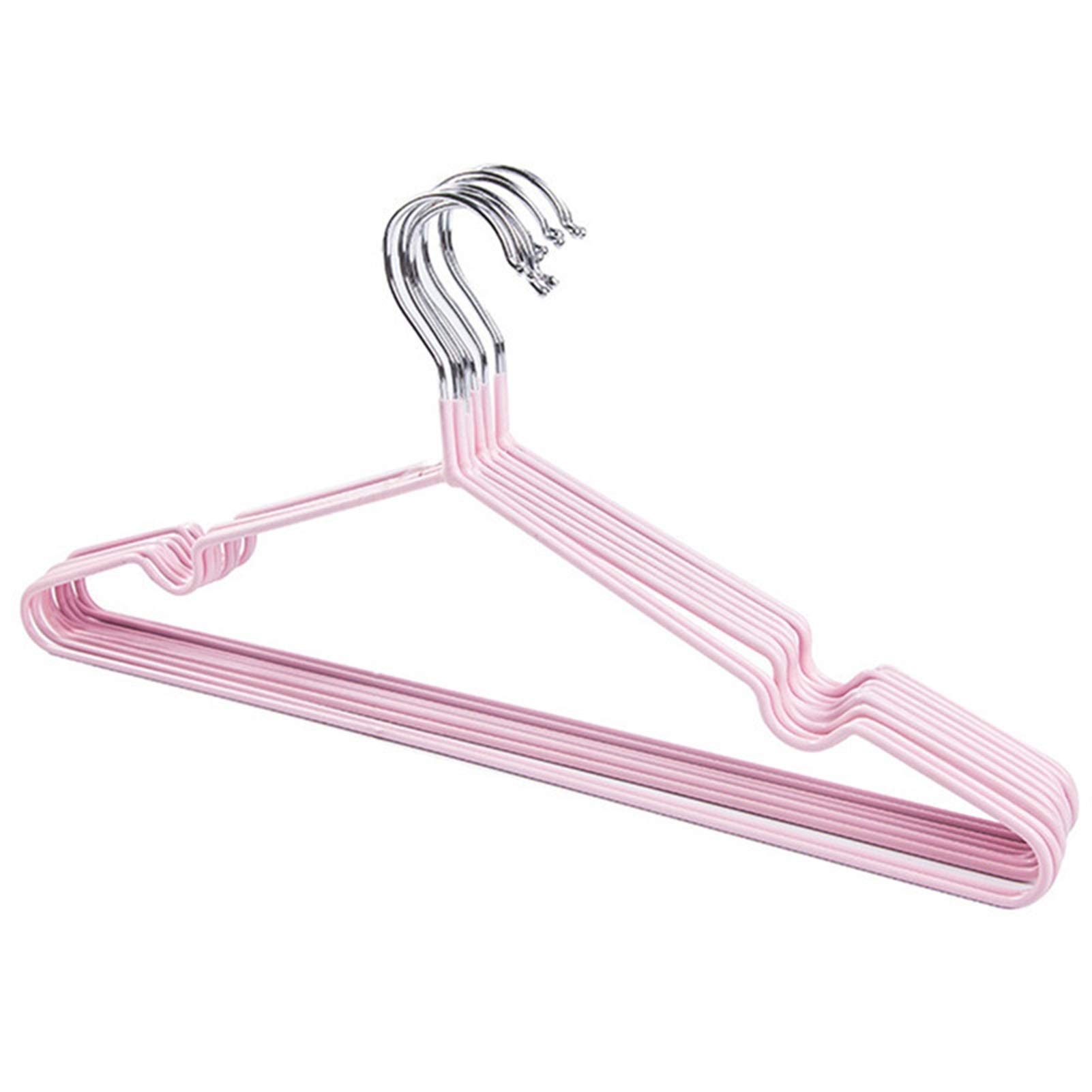 WDONGX 10-Pack Stainless Steel Non-Slip Space Saving Clothes Hangers with Hooks - Nordic Pink - Durable Closet Organizer & Laundry Drying Racks for Wardrobe, Closet, and Laundry Room Organization