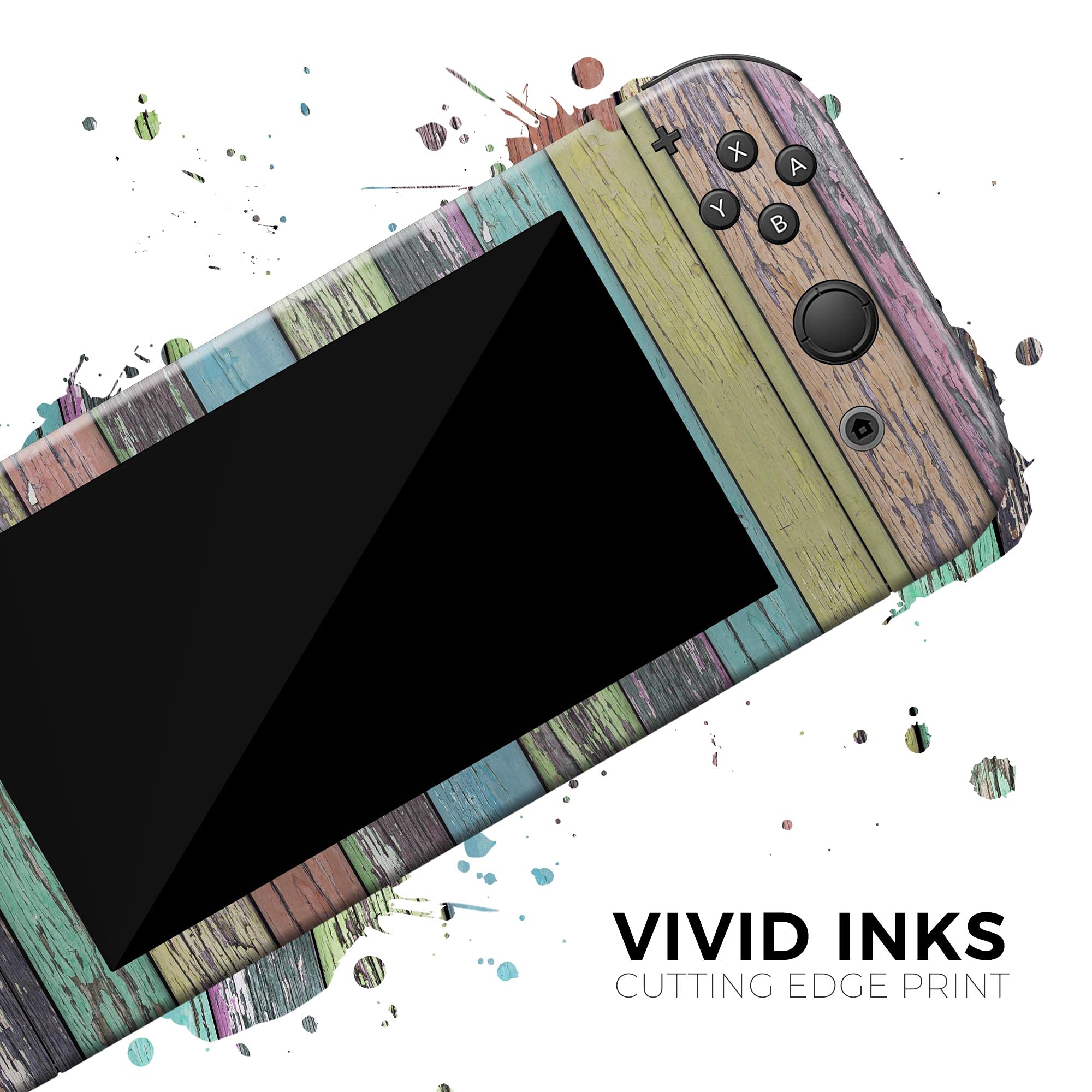 Nintendo Switch Lite Skin Decal - Scratch-Resistant Removable Vinyl Wrap Cover with Chipped Pastel Paint Wood Design - Perfect for Gaming Protection & Customization