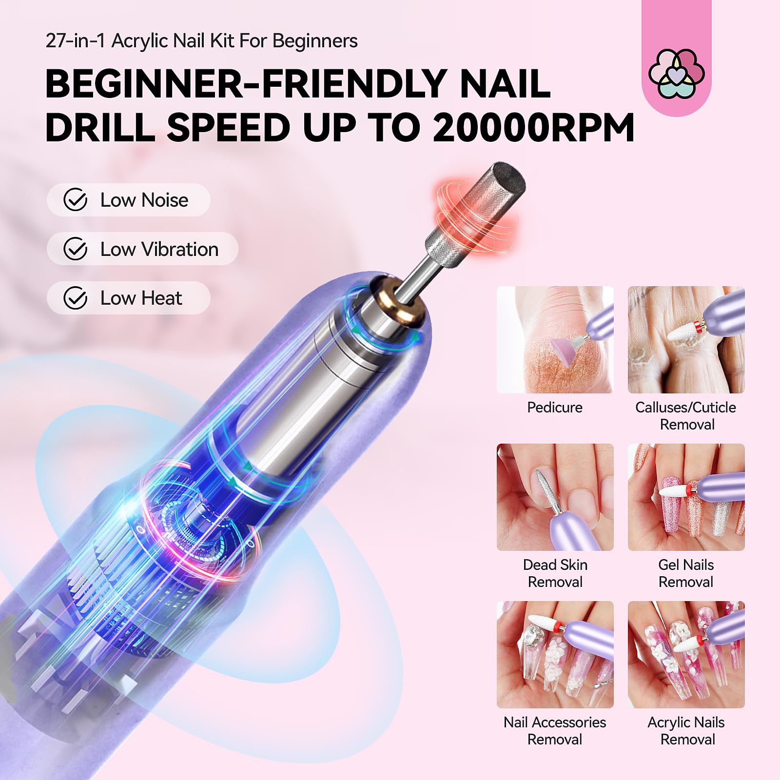SAVILAND Professional Acrylic Nail Kit with Electric Drill - Complete DIY Manicure Set for Beginners (Includes Acrylic Powder, Monomer Liquid, Gel Polish, Nail Decorations & UV Light) - Perfect for Home Salon & Nail Art Enthusiasts