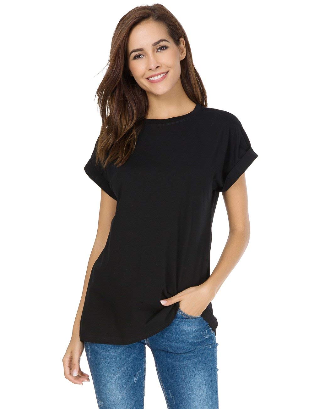 Women's Short Sleeve Loose Fit Cotton T-Shirt - Casual Comfort Top for Everyday Wear, Summer Outfits & Lounge