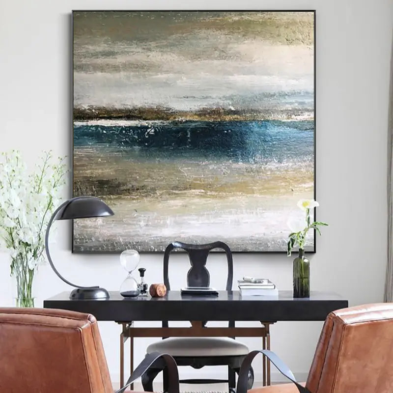 Ocean And Sky Painting #OS 006 - Handmade Canvas Wall Art for Home Decor, Office & Living Room - Coastal Landscape Artwork for Beach House & Modern Interior Design
