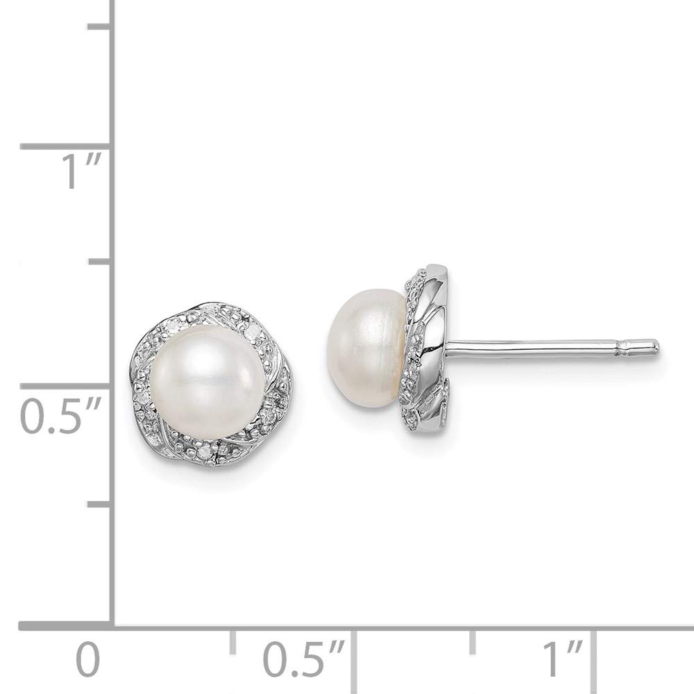 925 Sterling Silver Freshwater Cultured Pearl & Diamond Stud Earrings for Women - Elegant Fine Jewelry Gift for Her - Perfect for Weddings, Anniversaries & Special Occasions