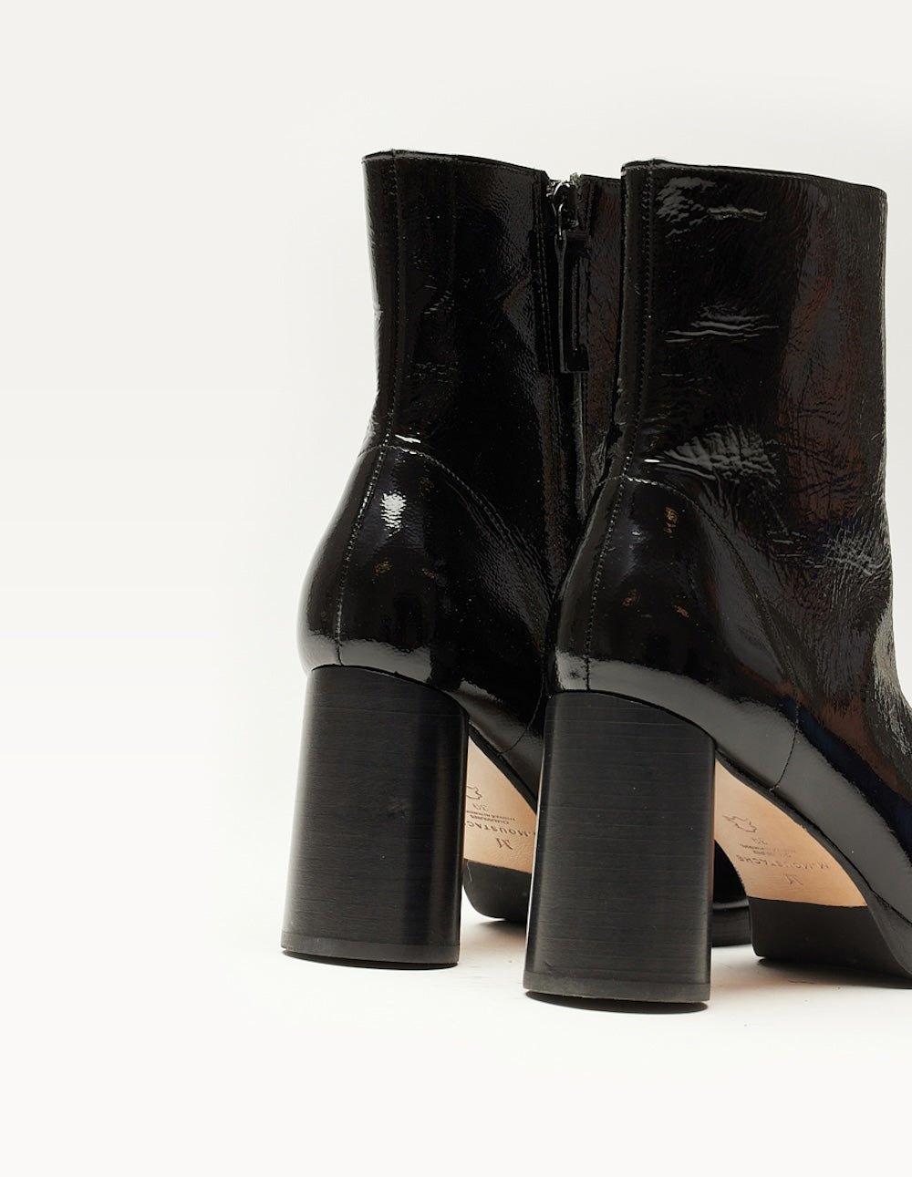 Serena Black Patent Leather Pleated Heeled Boots - Stylish & Comfortable for Women's Office Wear & Evening Parties