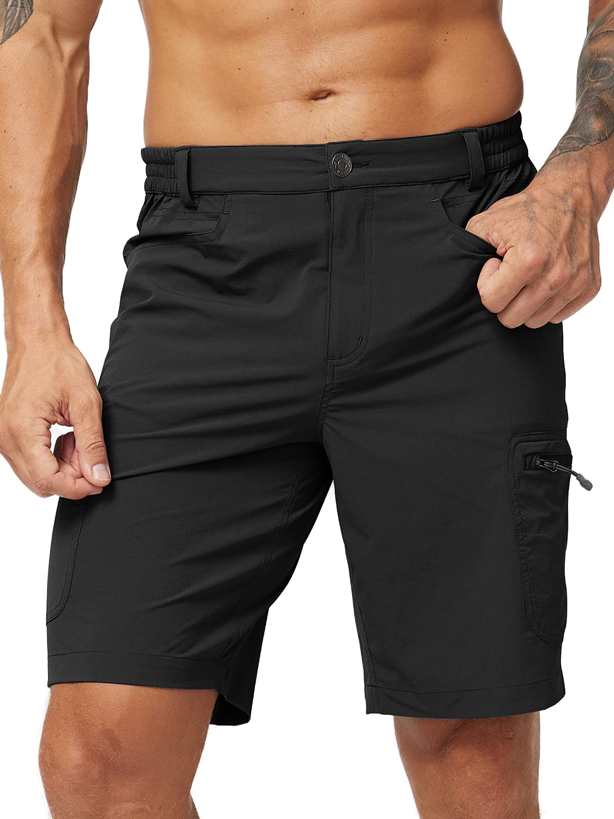 MIER Men's Quick Dry Hiking Shorts - Stretchy Cargo Shorts with 6 Pockets, Water Resistant & Breathable for Outdoor Activities, Camping, and Travel