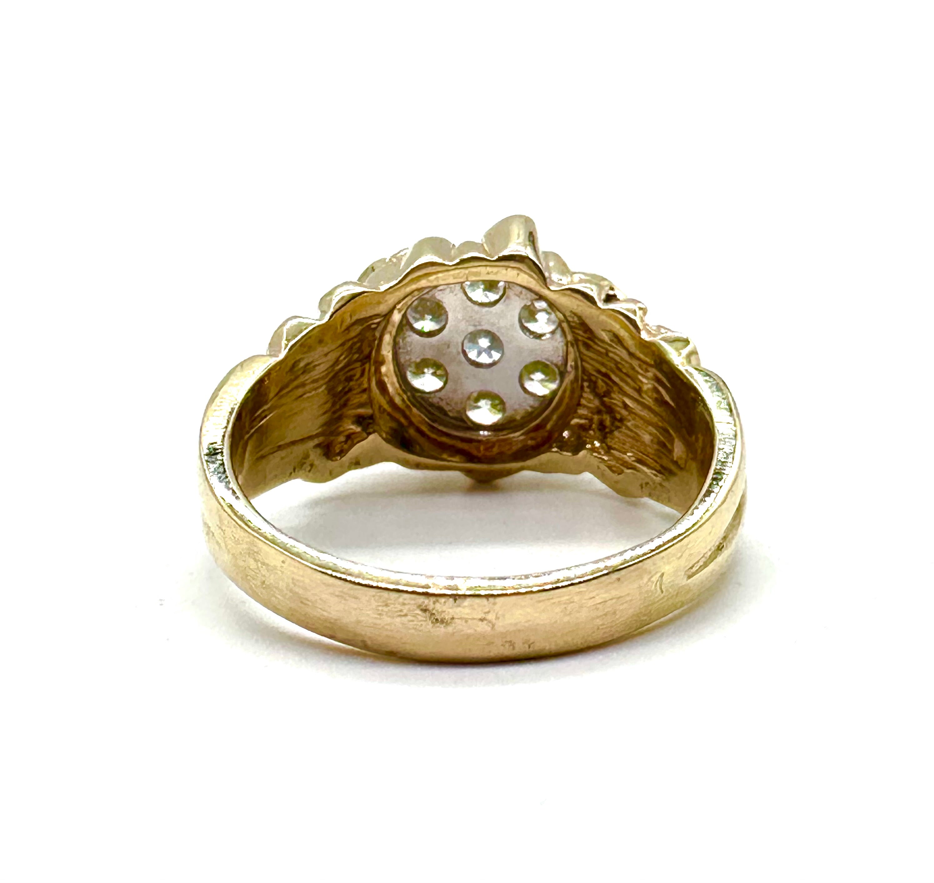 Men's Diamond Cluster Nugget Ring – 14K Gold Plated Statement Jewelry for Gifts, Wedding & Everyday Wear