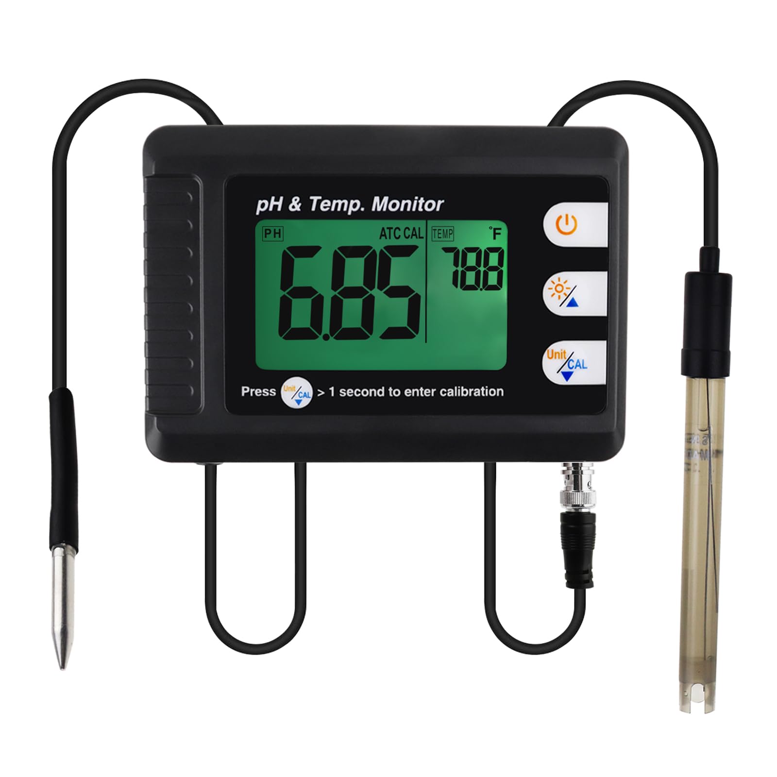 2 in 1 Digital pH and Temperature Meter with Dual Display - Water Quality Tester with ATC & Auto Calibration for Hydroponics, Aquarium, Pool - Perfect for Home, Lab, and Outdoor Water Testing
