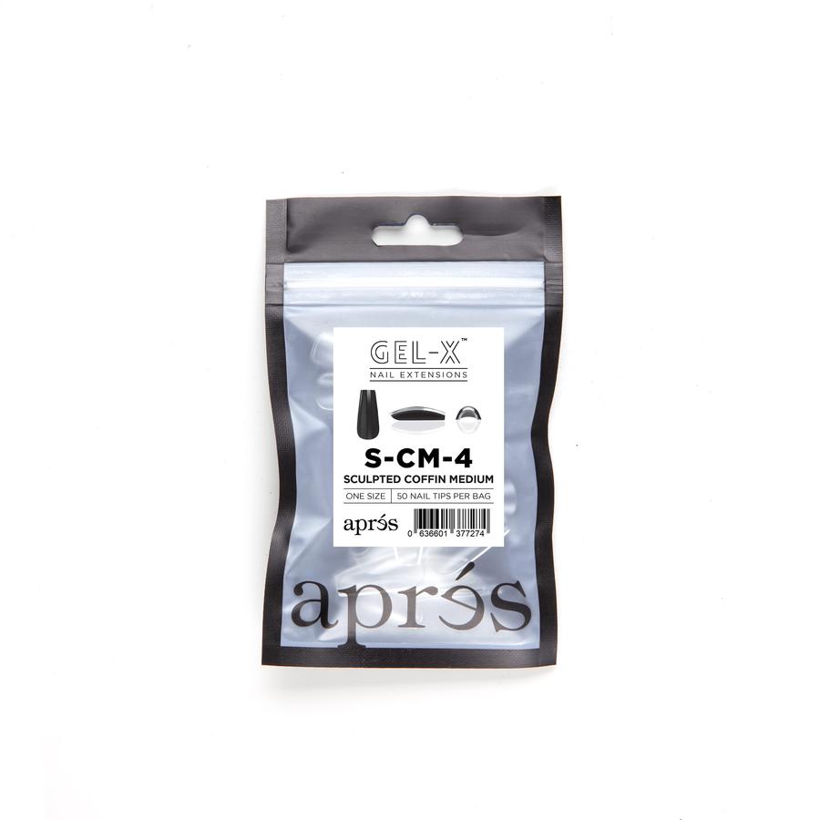Apres Gel X Refill Bags - Sculpted Coffin Medium Size 4 (50 Pcs) | Professional Nail Extension Kit for Salon & Home Manicure | Perfect for DIY Nail Art & Special Occasions