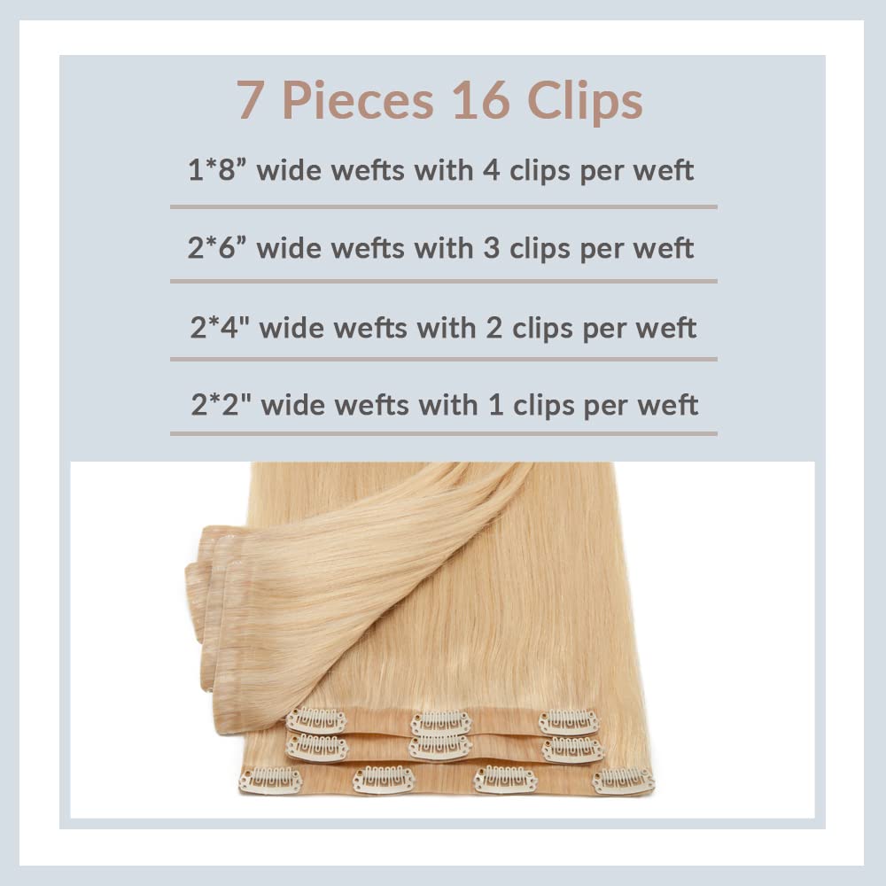 Premium 7-Piece Clip-In Human Hair Extensions (16