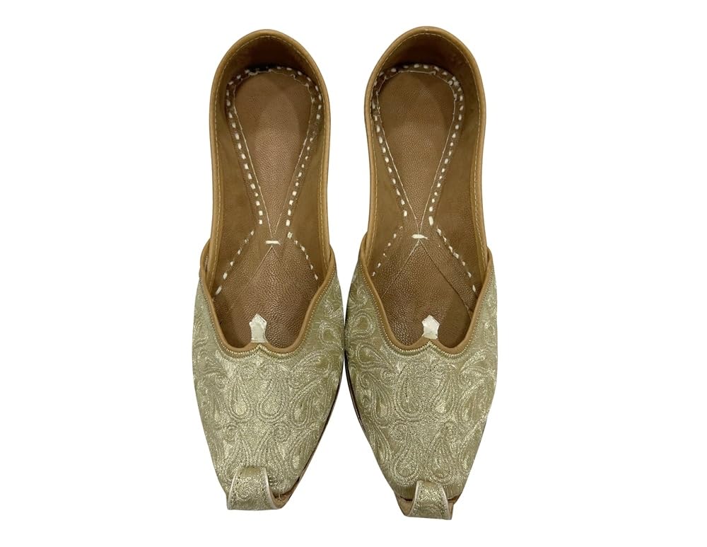 **Gold Punjabi Jutti - Traditional Indian Khussa Mojari Shoes for Women & Men | Comfortable Handmade Ethnic Footwear for Weddings, Parties & Cultural Events**