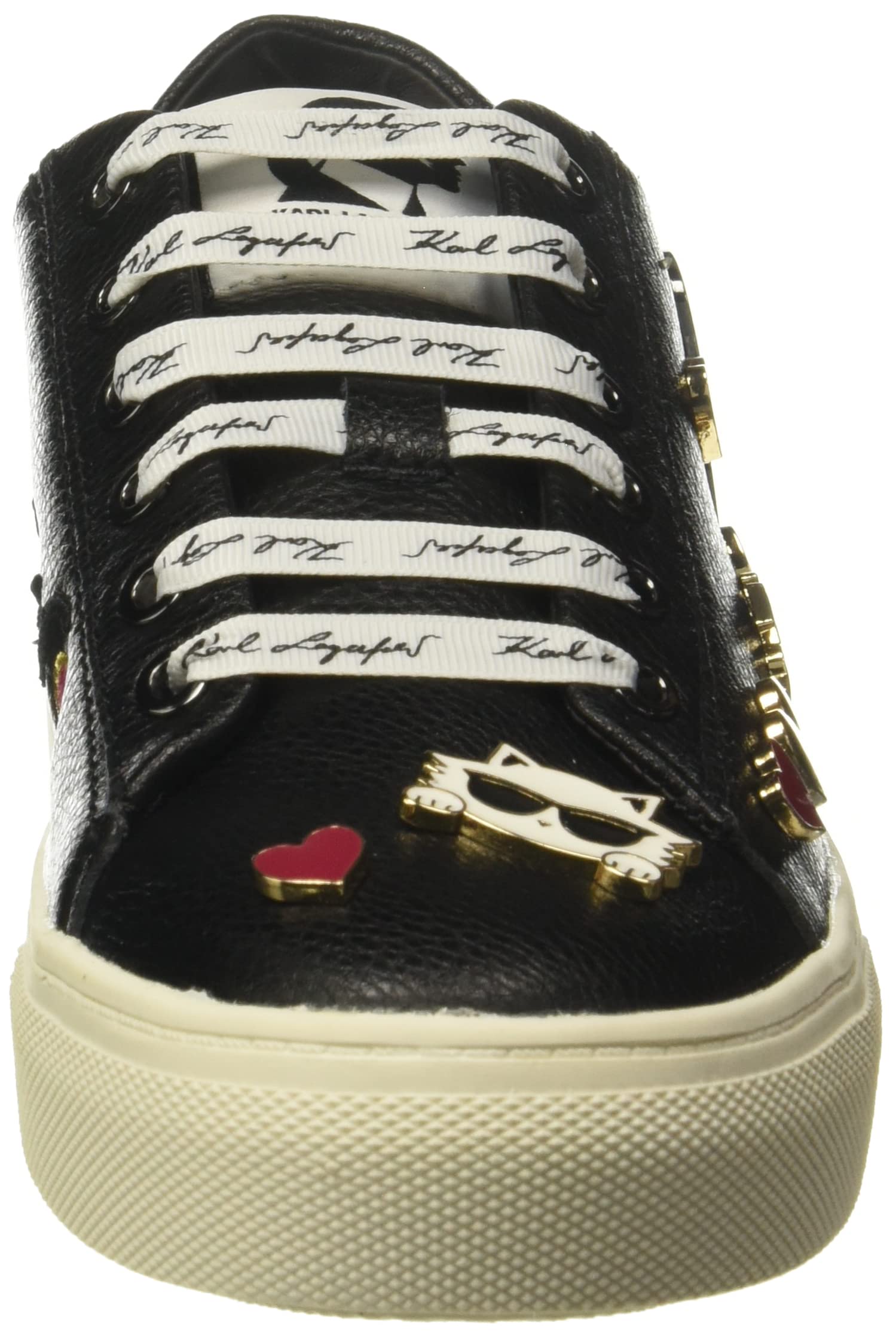 Karl Lagerfeld Paris Women's Cate Pins Sneakers - Fashionable White Leather Low-Top Lace-Up Shoes for Casual Wear & Street Style Outfits