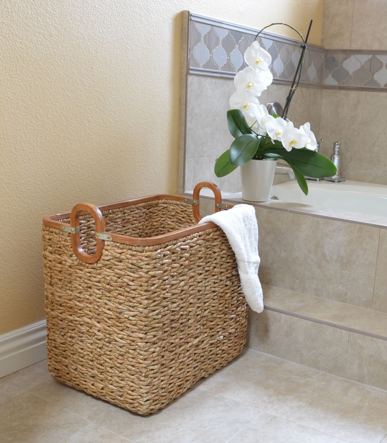 KOUBOO 1060089 Anson Storage Basket, Brown - Woven Seagrass Organizer for Home, Office, Nursery & Bathroom - Stylish & Durable Storage Solution