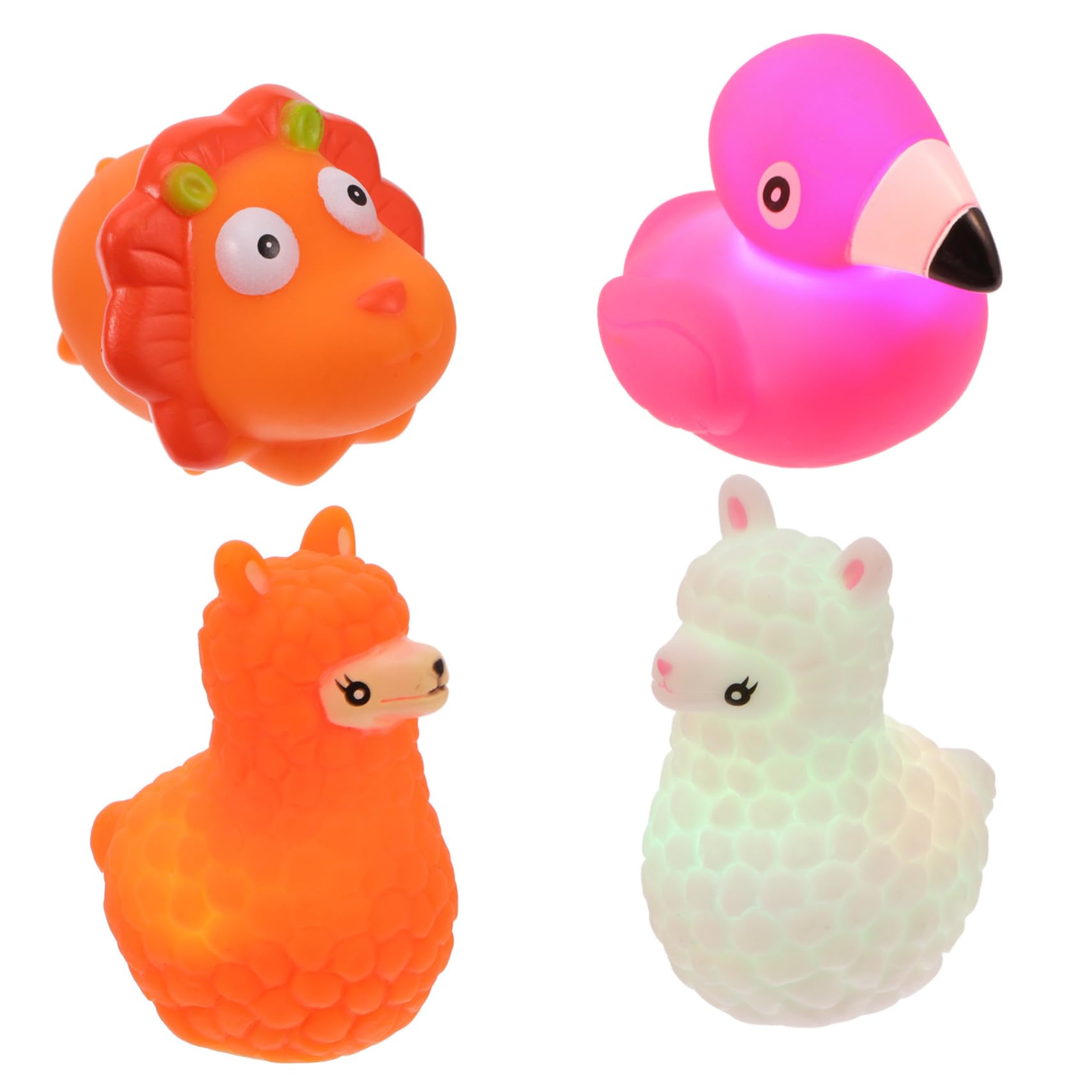 MUSISALY 4-Piece Glow in The Dark Bath Toys Set - Flashing Floating Vinyl Bathtub Toys for Kids, Fun Bath Time for Toddlers & Babies (Perfect for Sensory Play, Nighttime Baths & Pool Parties)