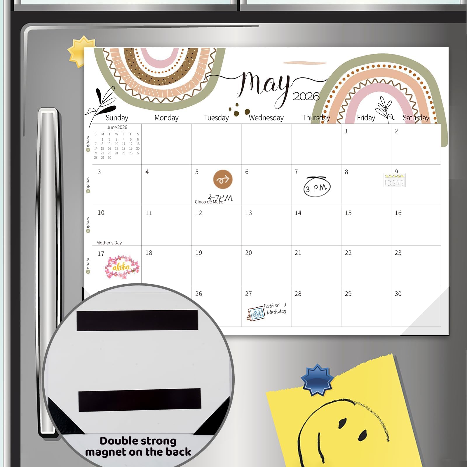 GuassLee Magnetic Calendar 2025-2026 | 11x14 Inch Fridge Calendar with 19 Monthly Planners | Perfect for Home, Office & School Organization | June 2025 - December 2026 Wall Planner for Kitchen, Dorm & Family Planning