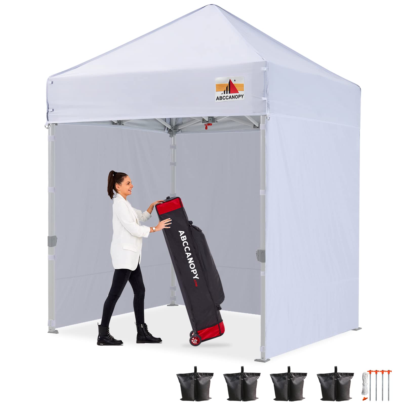 ABCCANOPY Ez Pop Up Canopy Tent with Sidewalls - 10x10ft Commercial Grade Instant Shelter, White - Perfect for Outdoor Events, Farmers Markets, and Beach Parties