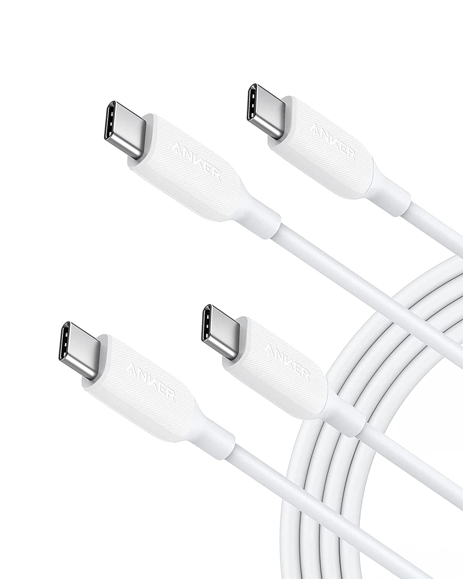 Anker Powerline III USB C to USB C Cable 2 Pack - 6ft 100W Fast Charging Cable, USB 2.0 Type C Charger Cord for MacBook Pro, iPad Pro, Galaxy S20, Pixel, Nintendo Switch - Perfect for Home, Office & Travel (White)