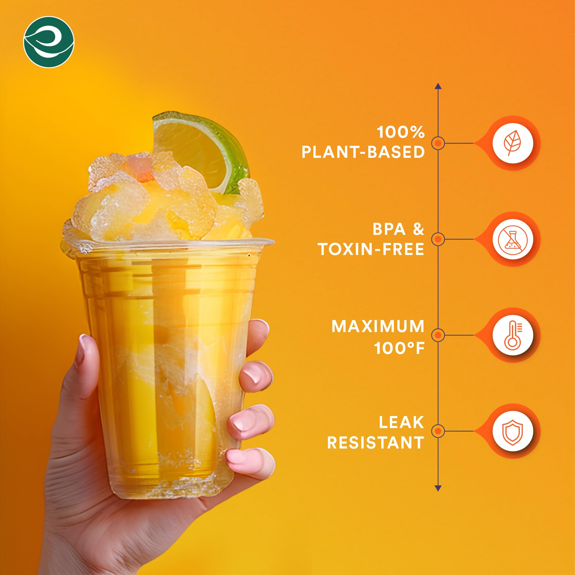 ECO SOUL 100% Compostable Disposable Party Cups - 16oz Eco-Friendly Cold Drink Cups (100 Count) | Biodegradable Compostable Cups for Parties, Picnics, BBQs & Outdoor Events