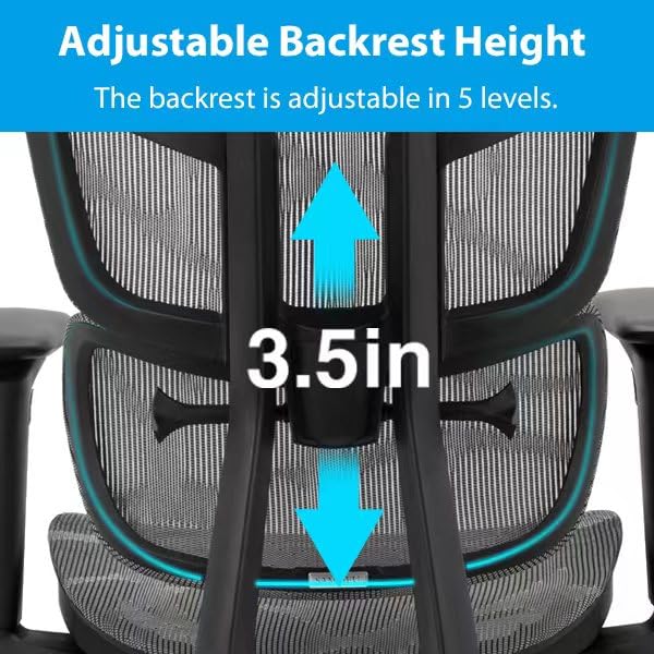 Ergonomic Office Chair - High Back Adjustable Desk Chair with Lumbar Support & Headrest - Big & Tall Executive Computer Task Chair for Home Office - Perfect for Long Work Hours & Gaming Sessions