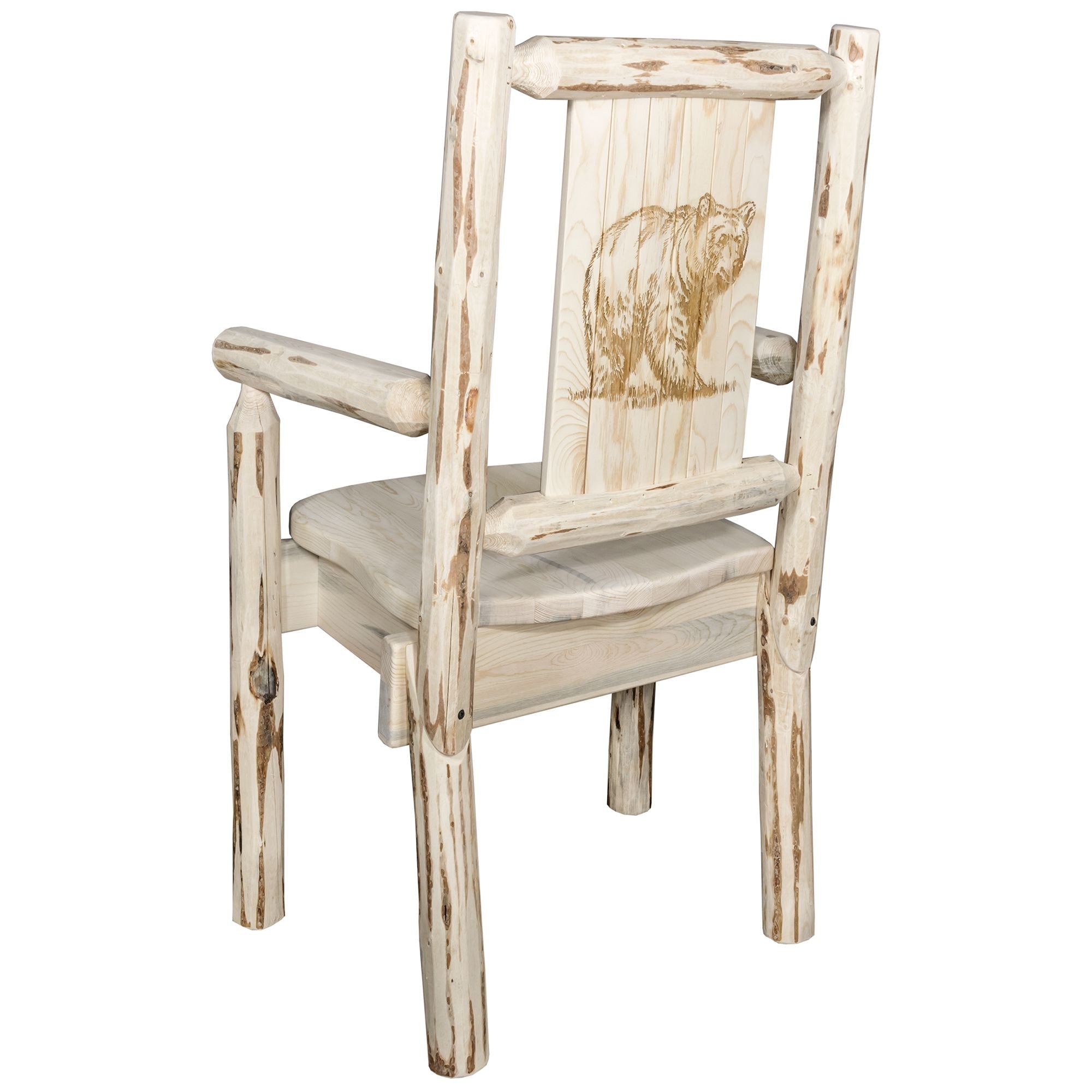 Montana Captain's Chair with Laser Engraved Design - Durable Wooden Office Chair for Home & Office - Perfect for Executive Desks, Gaming Setups & Study Rooms