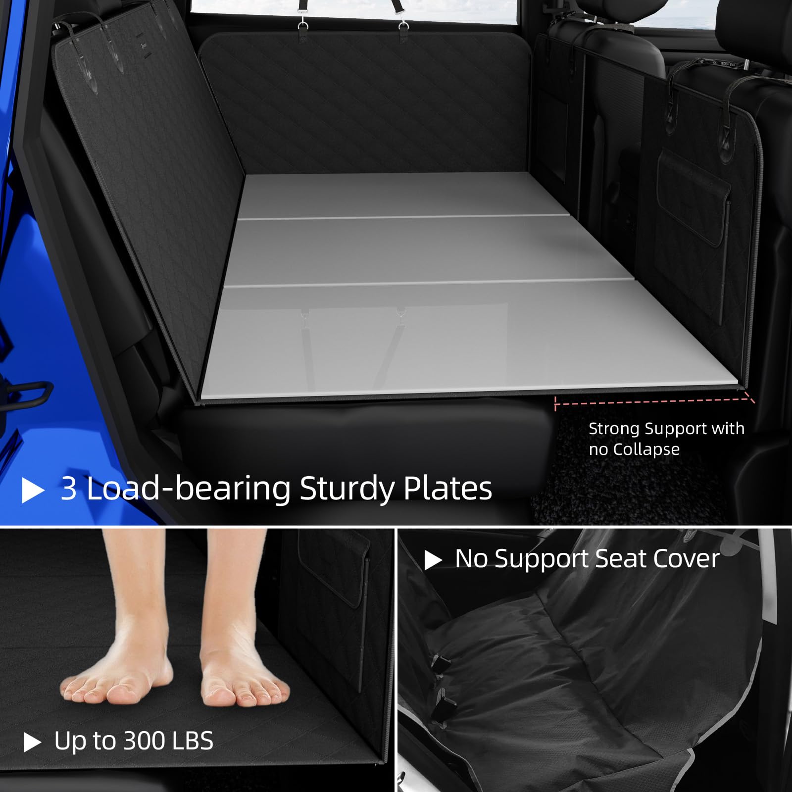 Pet Car Seat Extender for Trucks & SUVs - Washable, Waterproof Dog Back Seat Cover with Hard Bottom for F150, Silverado ZR2, RAM 1500, Toyota Tundra - Perfect for Road Trips & Outdoor Adventures with Your Large Dog