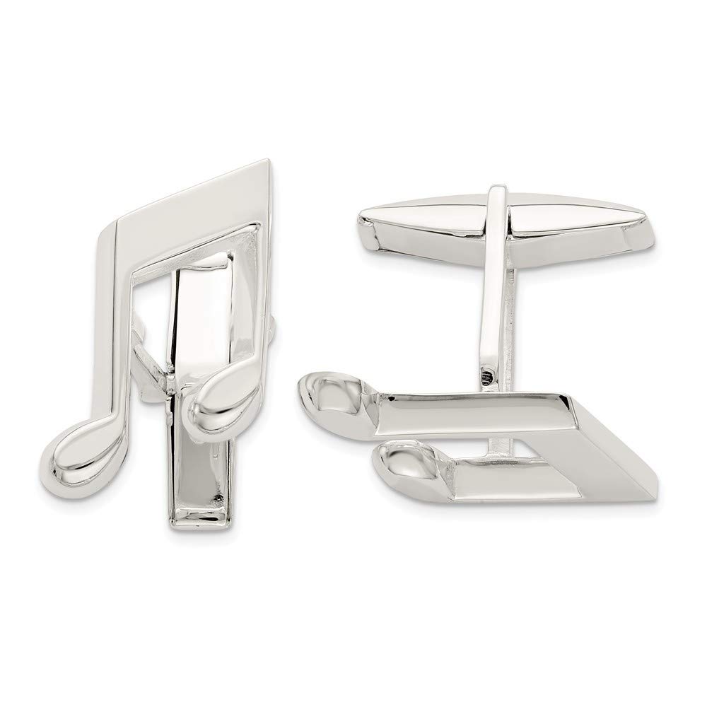 925 Sterling Silver Polished Music Note Cufflinks for Men - Elegant Dress Shirt Accessories for Weddings, Prom & Formal Events