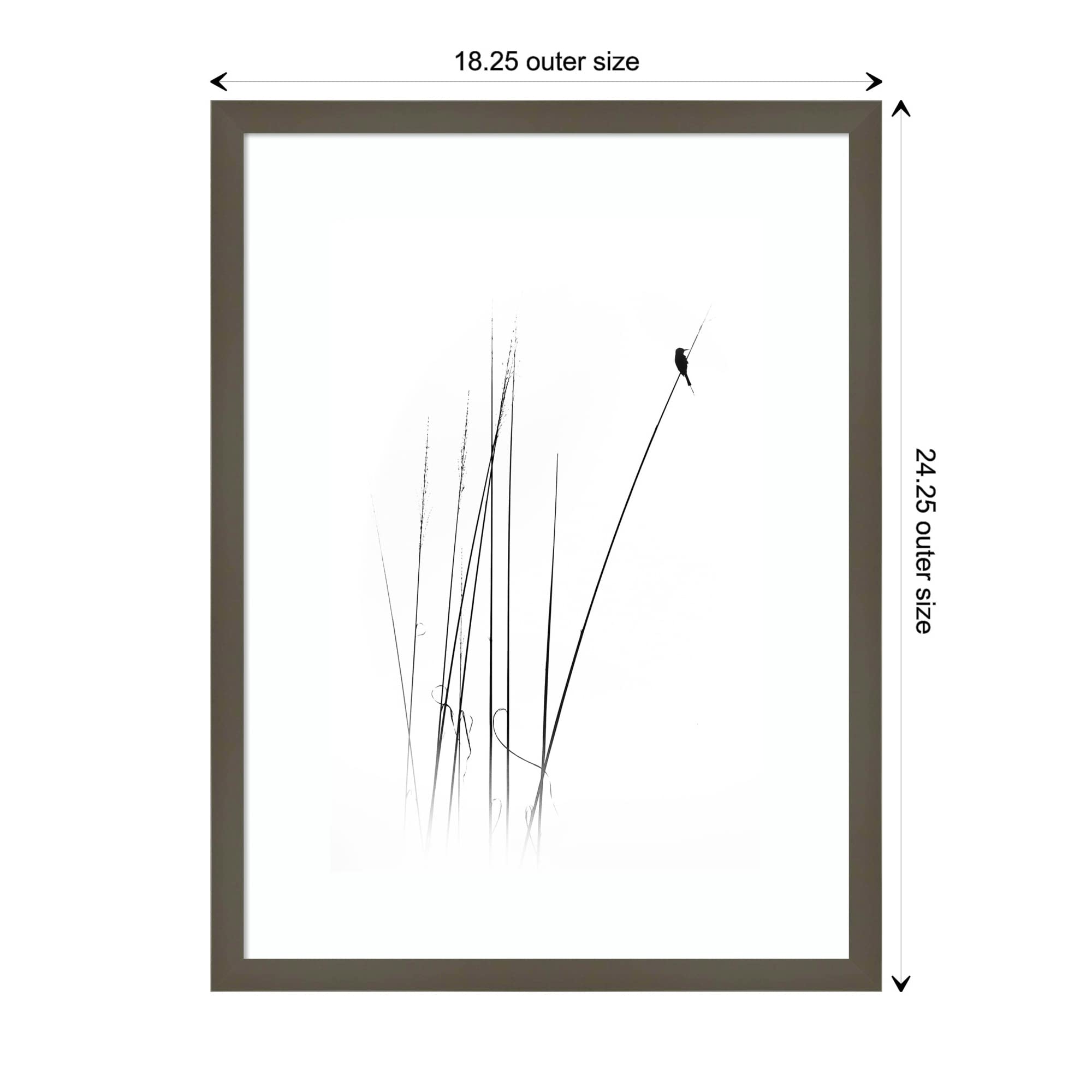 Amanti Art Framed Wall Art Print 24x18 - Sabbatical Bird Painting by Swapnil | Black & White Animal Wall Decor | Medium Poster Artwork for Living Room, Bedroom, Office | Perfect for Modern Home & Office Decor