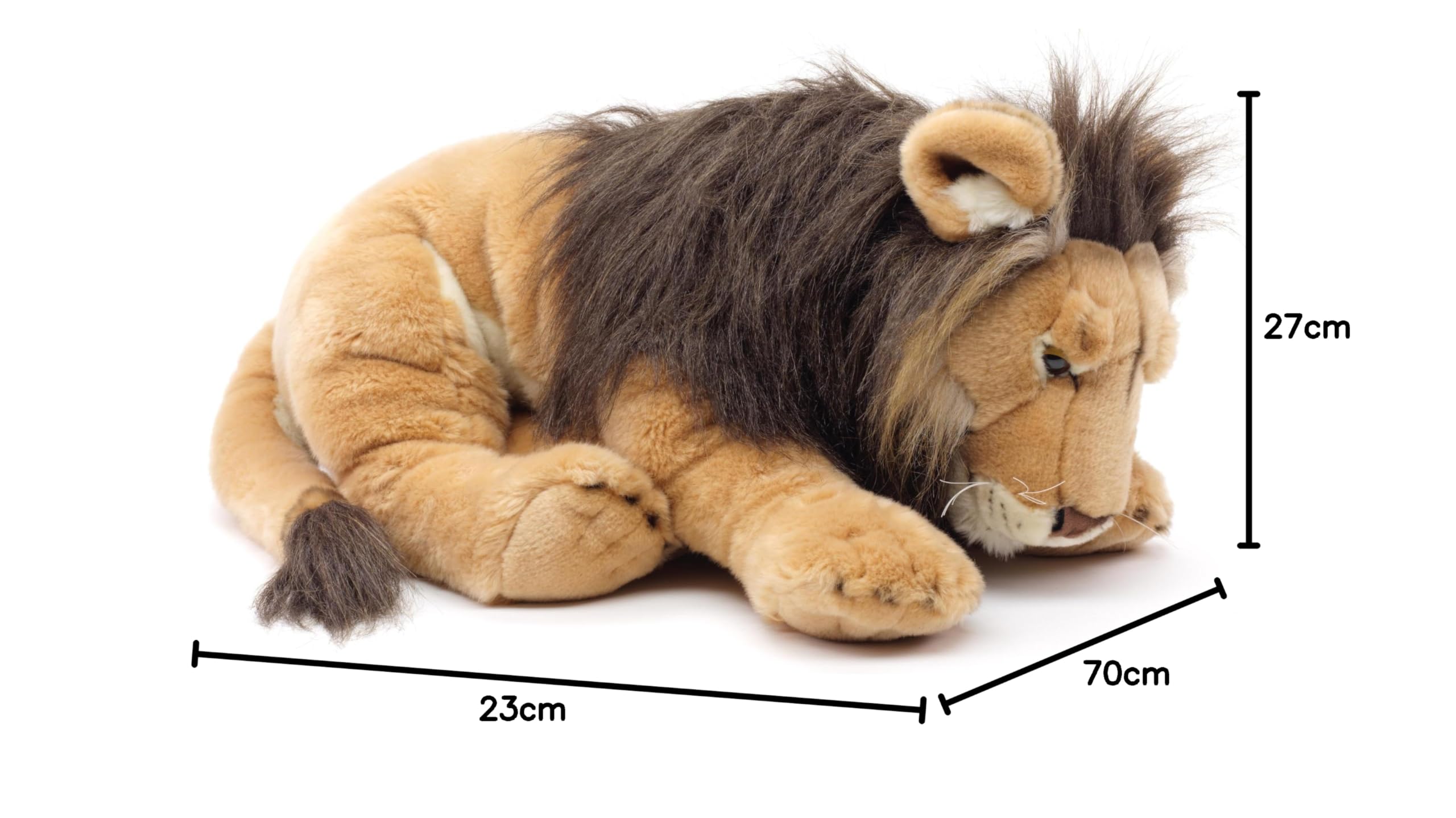 Wild Lion Plush Toy - 70cm Long Stuffed Animal, Soft & Cuddly Safari Plushie for Kids | Perfect for Nursery Decor, Birthday Gifts & Comfort Companions