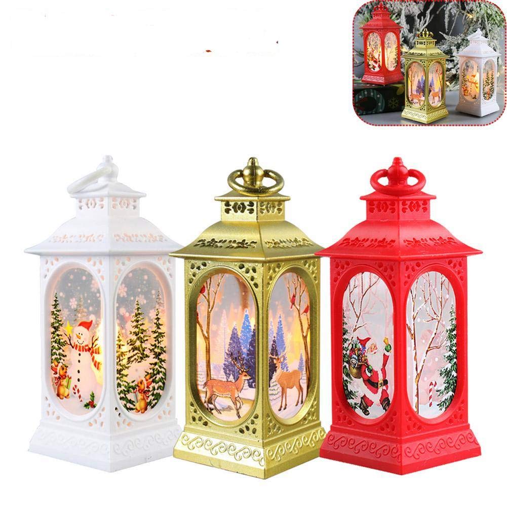 Boealzhl LED Christmas Candle Lantern - Battery Operated Flameless Candle Holder with Warm White Light, Holiday Home Decor for Tabletop, Mantel, and Outdoor Christmas Decorations