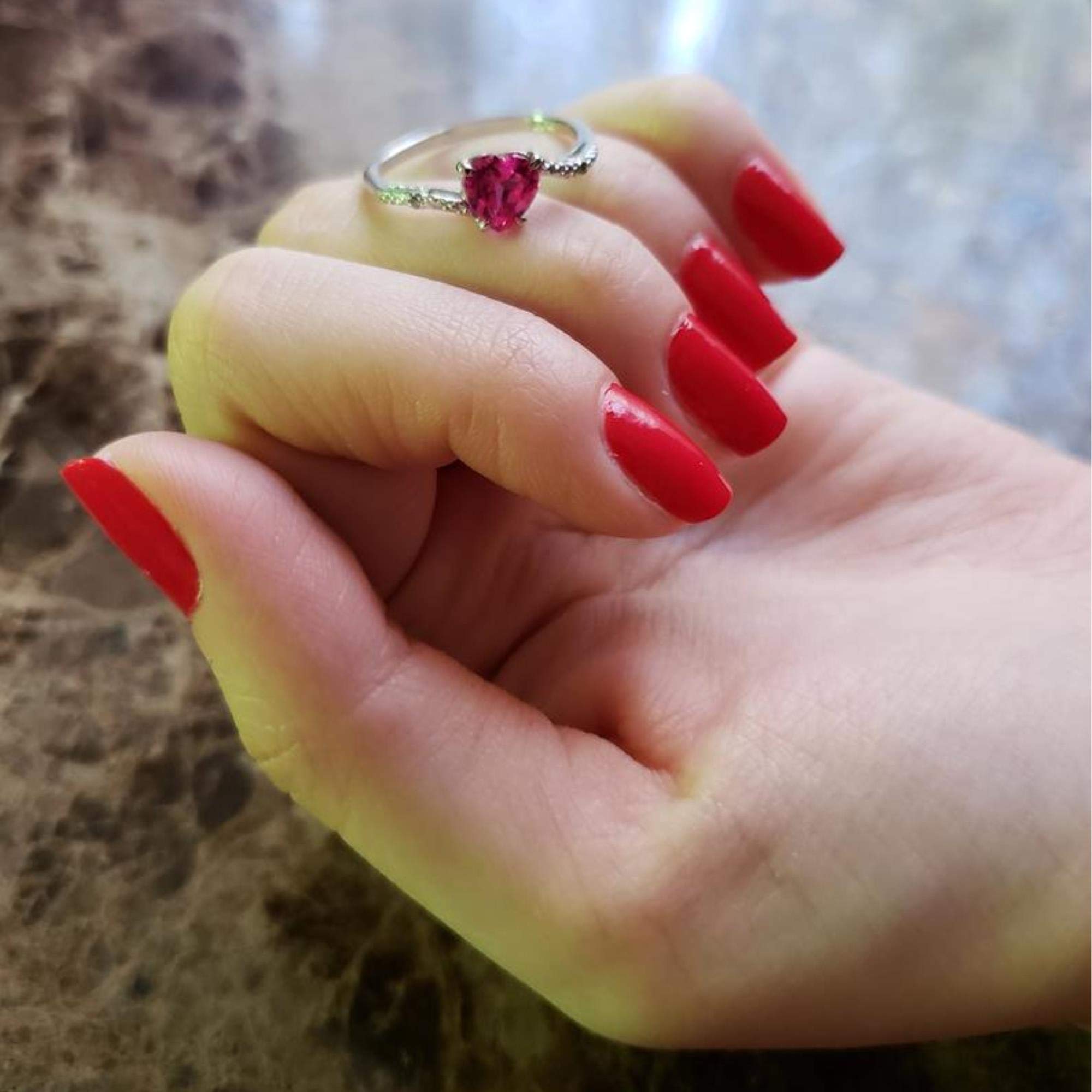 14K Gold Pink Sapphire & Diamond Heart Ring for Women - Elegant Valentine's Day Gift, Anniversary Jewelry, Romantic Proposal Ring for Her