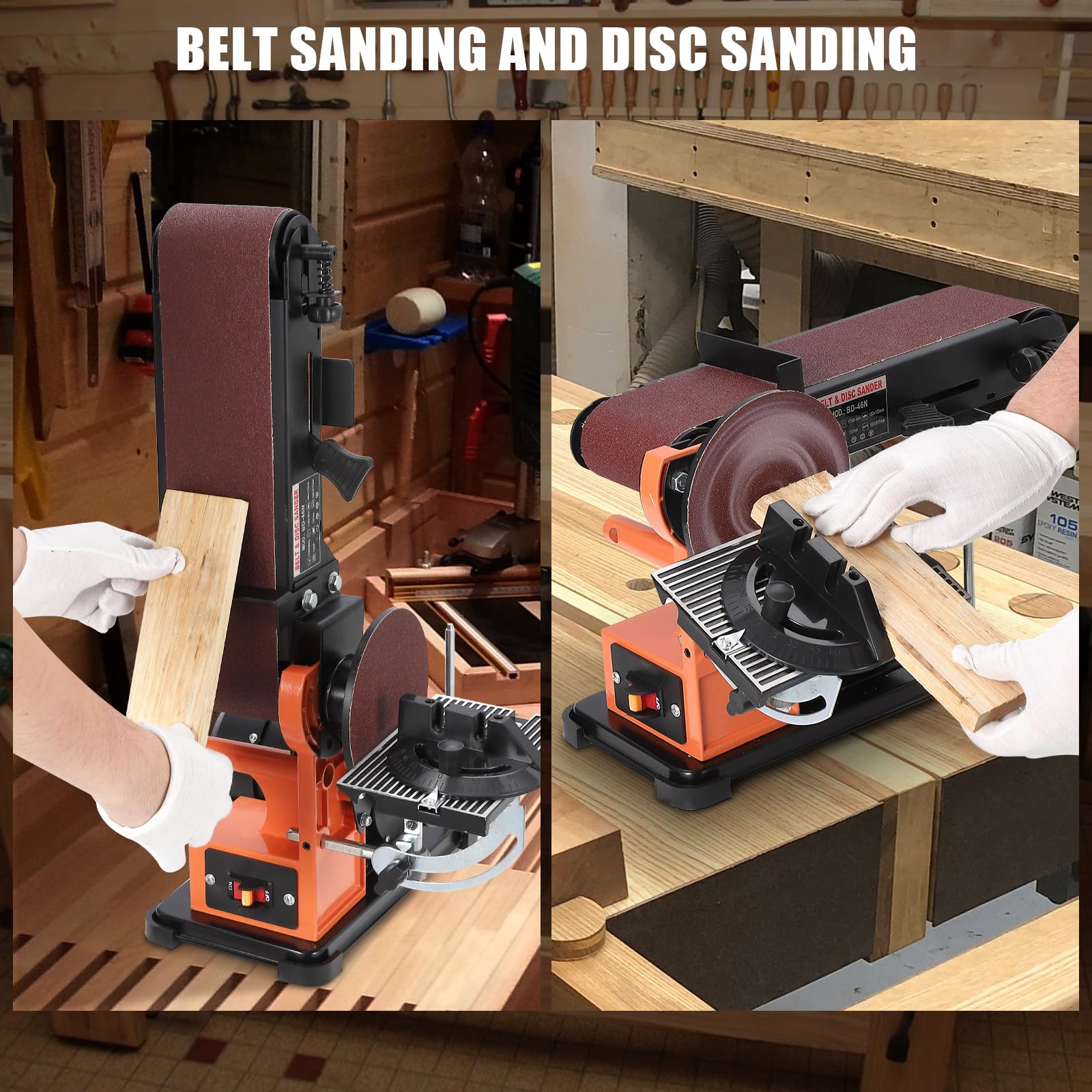 Powerful 1/2HP Benchtop Belt & Disc Sander - 4