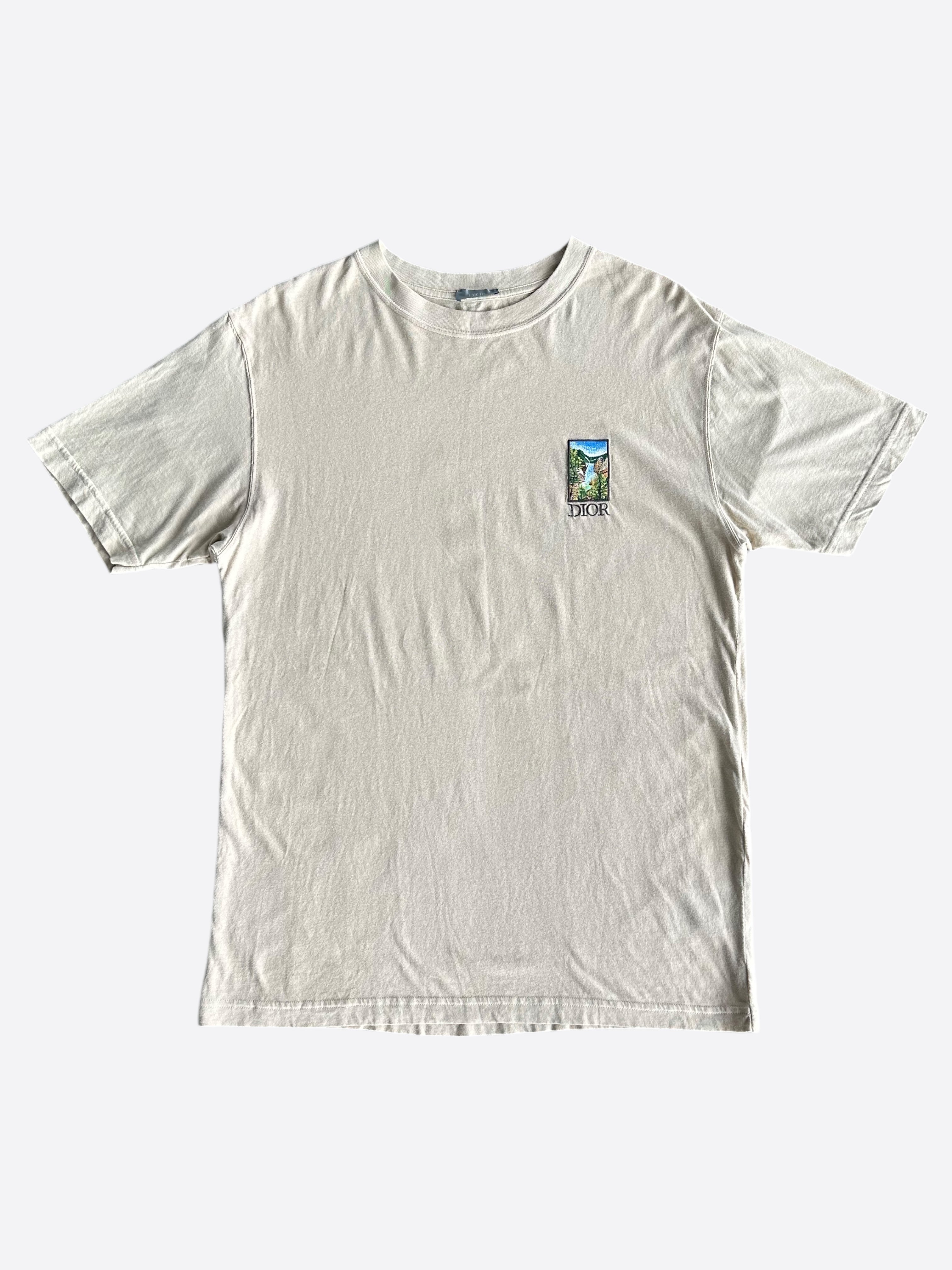 Dior Jack Kerouac Yellowstone T-Shirt with D Logo - Classic Tan Cotton Tee for Men | Casual Wear, Street Style & Fashion Outfits