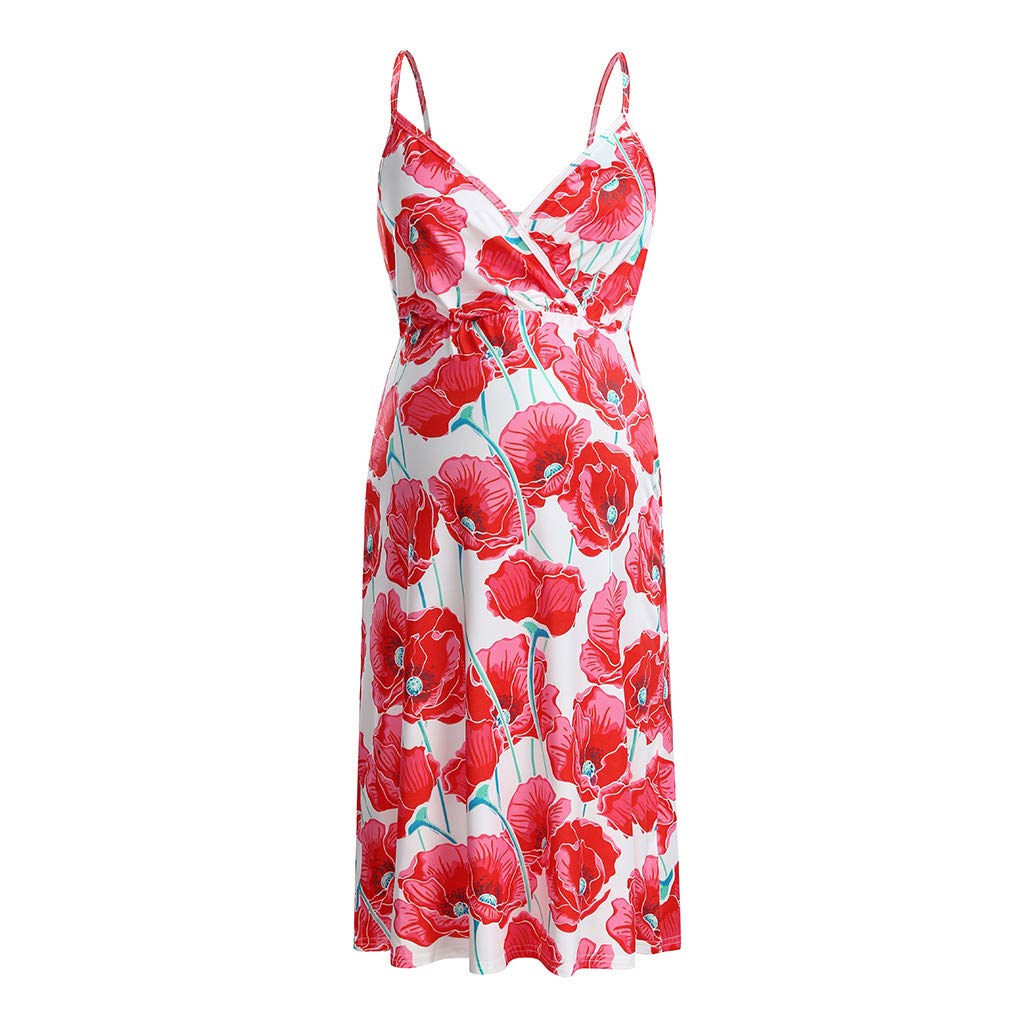 Sexy Floral Straps Maternity Dress for Women - Sleeveless Nursing Dress with Adjustable Suspenders - Perfect for Pregnancy, Nursing & Casual Wear