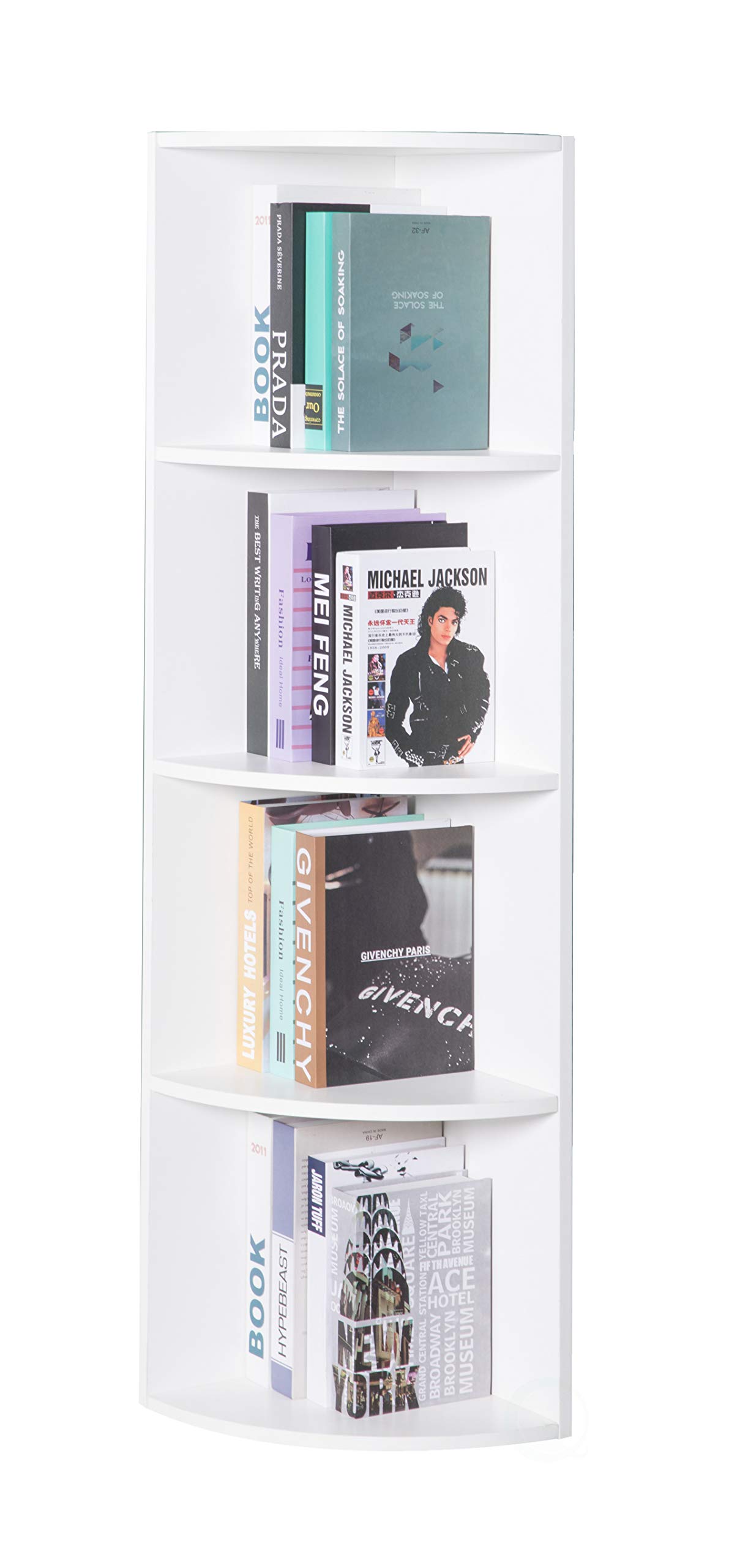 Sturdy 4-Tier White Wooden Corner Bookshelf for Small Spaces - Perfect for Home Office, Living Room, Bedroom, Classroom & Library Storage | Space-Saving Shelf Organizer for Books, Decor & Essentials