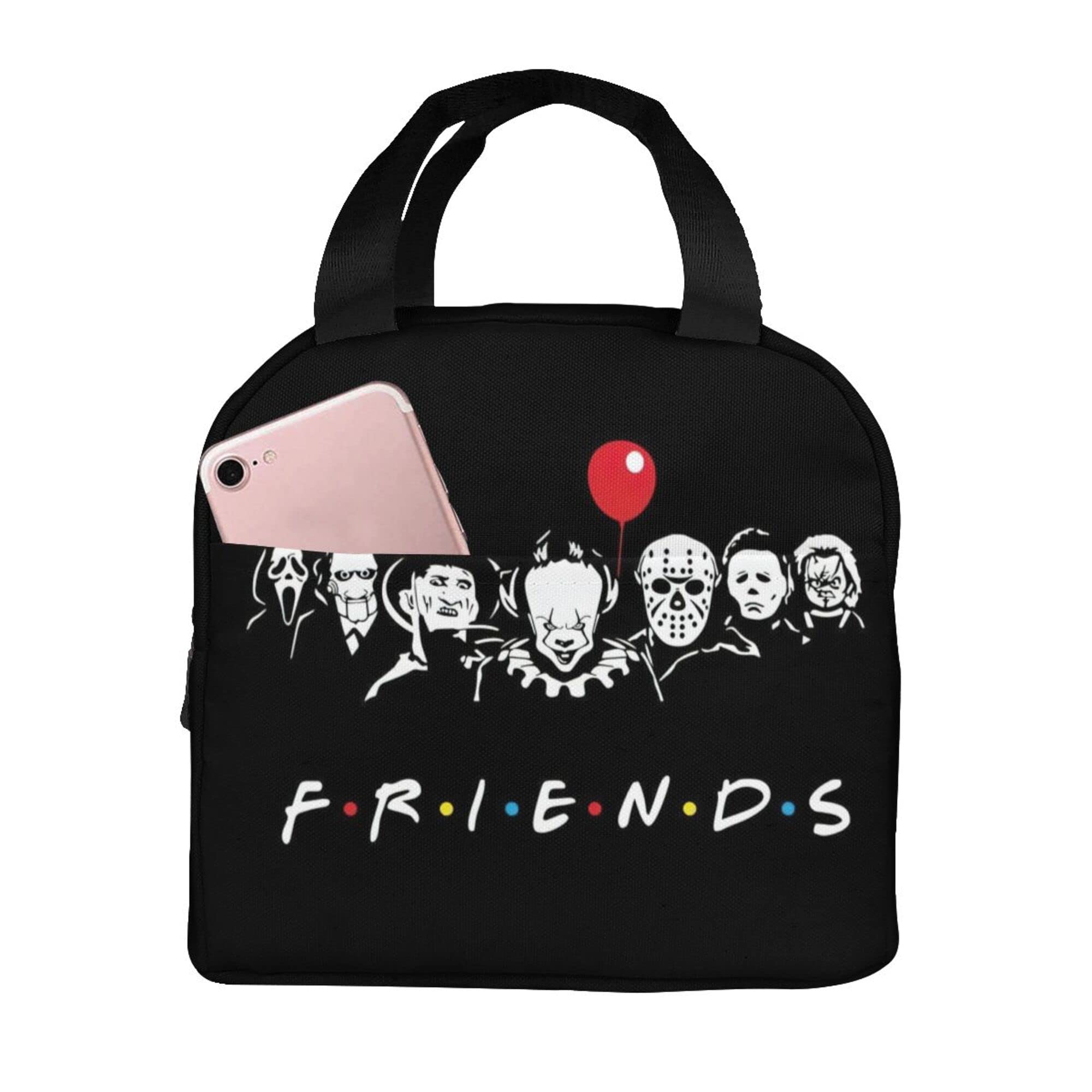Horror Movie Themed Insulated Lunch Bag - Scary Character Tote for Men, Women & Kids | Reusable Portable Meal Box for Work, School, Picnic & Halloween Parties
