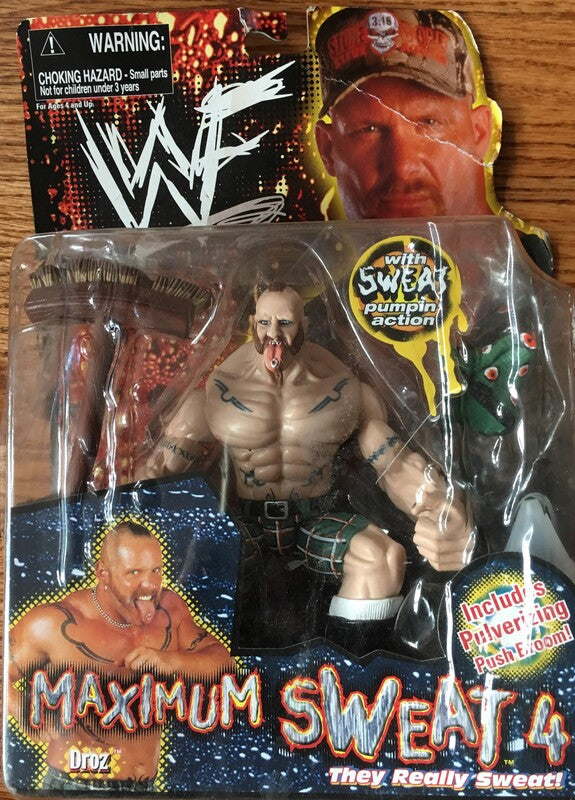 1999 WWF Jakks Pacific Maximum Sweat Series 4 Droz Wrestling Action Figure - Collectible Vintage Wrestling Toy for Display & Play - Perfect for WWE Fans and Collectors