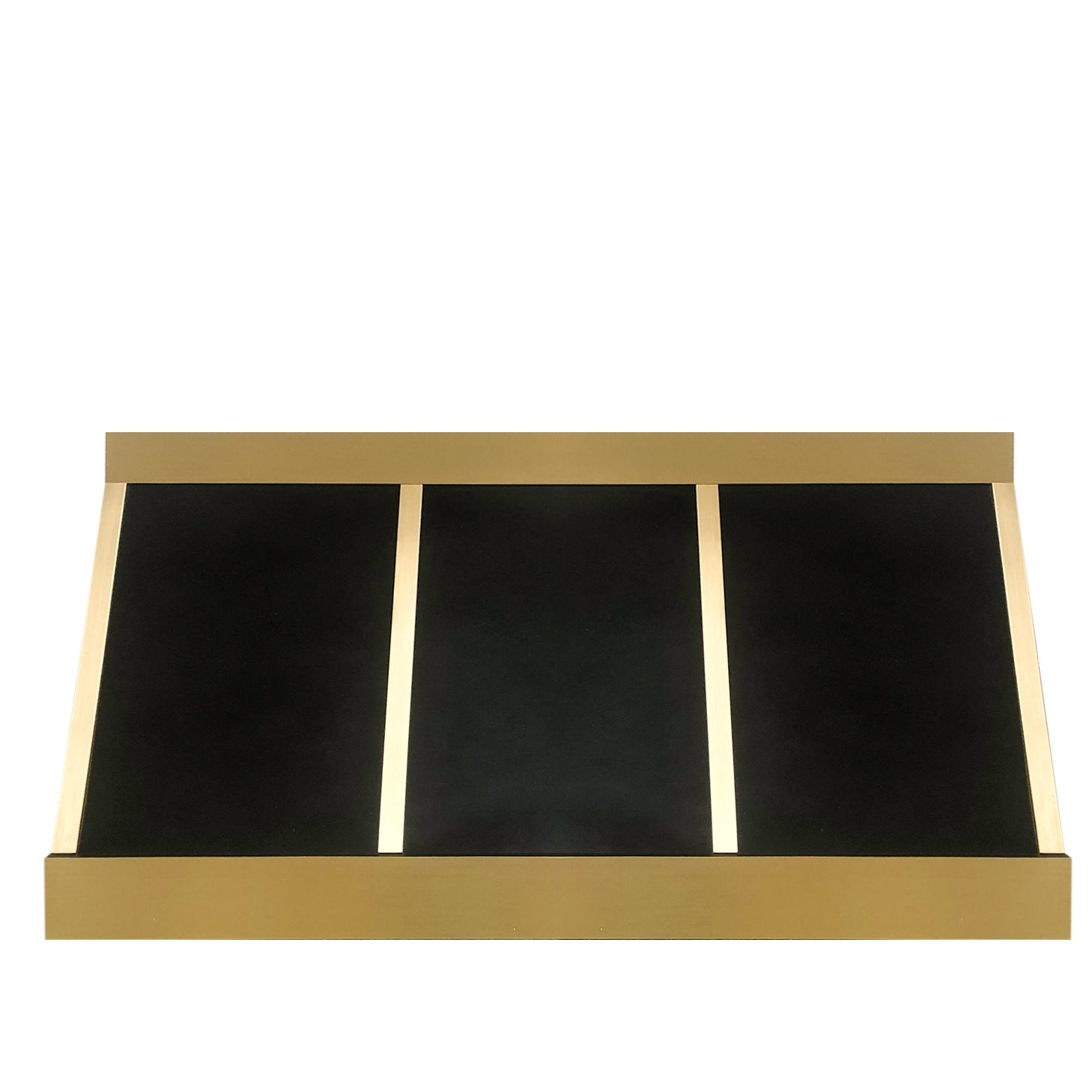 Premium RHM Angled Stainless Steel Custom Range Hood with Brass Bands - SH11 4TR AR Model - Modern Kitchen Ventilation for Home Chefs & Professional Cooks