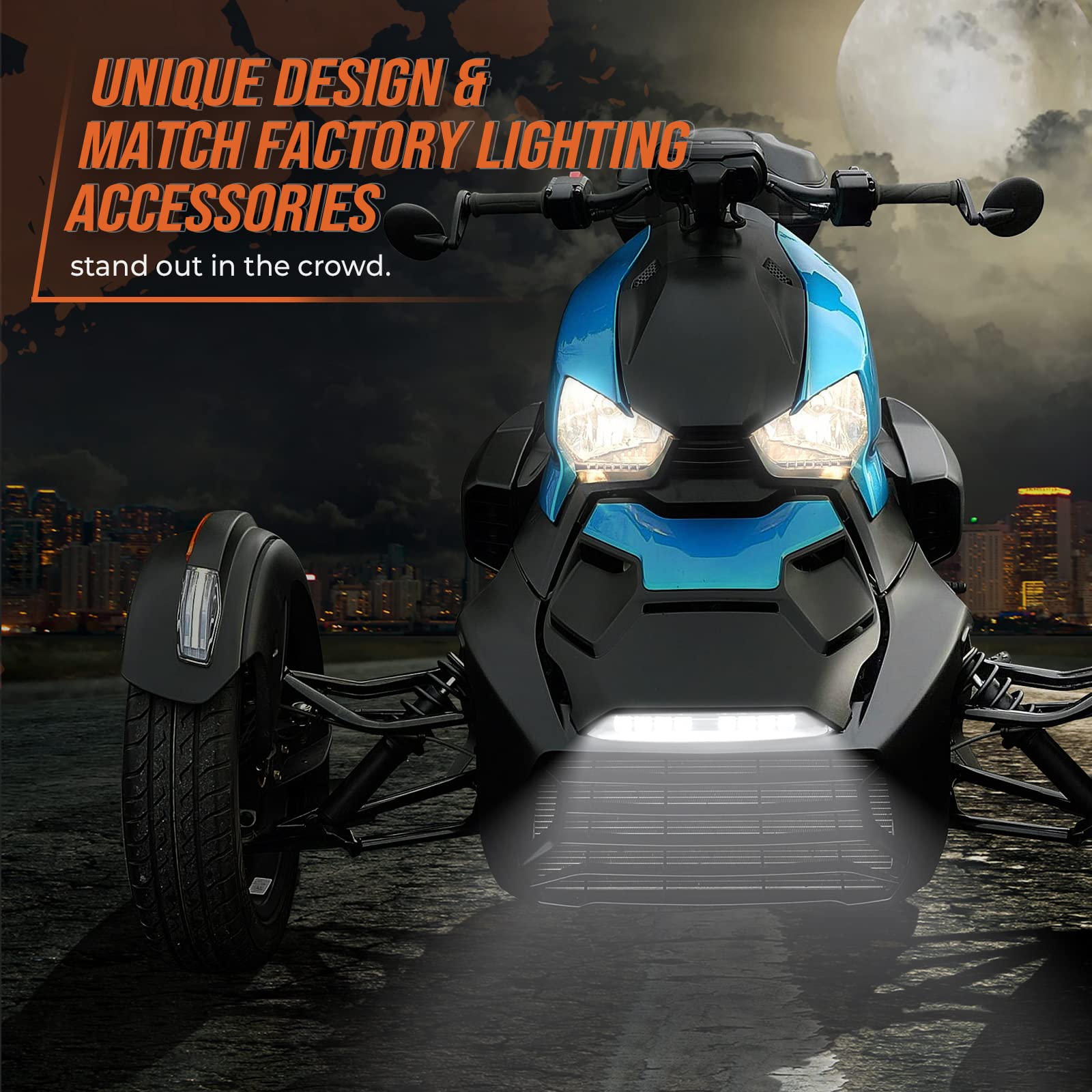 KEMIMOTO LED Front Bumper Light Bar for Can-Am Ryker 600 900 Sport & Rally (2019-2023) - Black Daytime Running Light Kit | Off-Road Lighting Accessories for Adventure & Night Riding