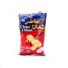 Oman Chips Chilli Flavor Snacks - Large Size 97g (3.42oz) Pack of 1 - Crunchy Spicy Potato Chips for Parties, Picnics & Movie Nights [Imported from UAE]