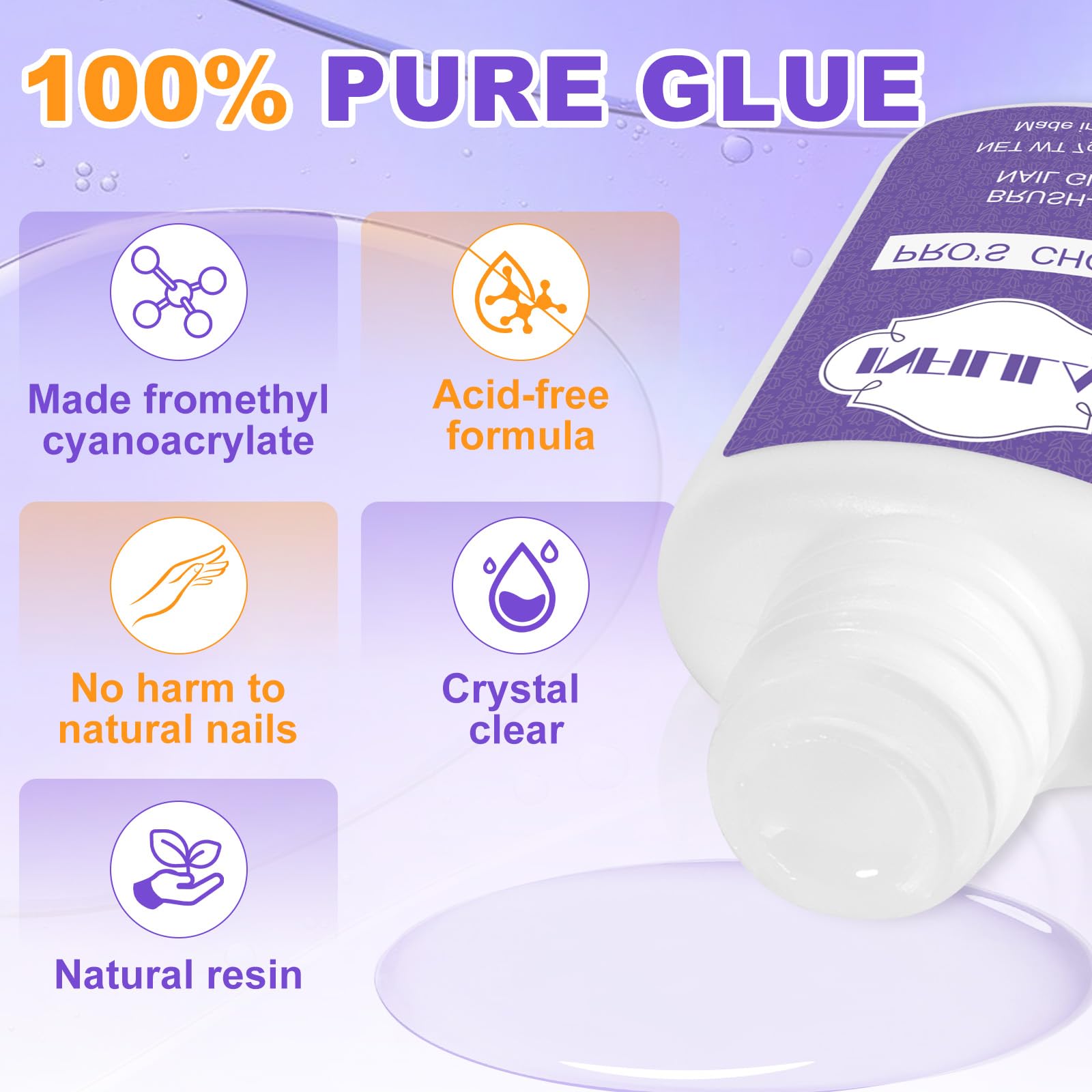 **INFILILA Super Strong Nail Tip Glue for Acrylic & Fake Nails - Professional Long Lasting Adhesive (7ml x 2PCS) - Perfect for Salon, DIY Manicures & Nail Extensions**