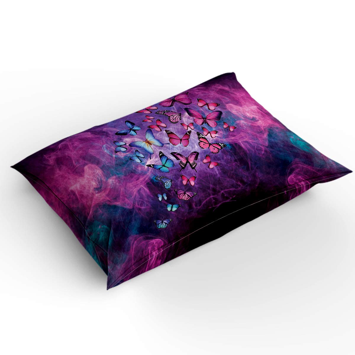3 Piece California King Bedding Set - Purple Butterflies Abstract Art Duvet Cover with Zipper Closure for Kids, Teens & Adults | Soft & Cozy Comforter Set for Bedroom Decor, Guest Room & Dorm Essentials